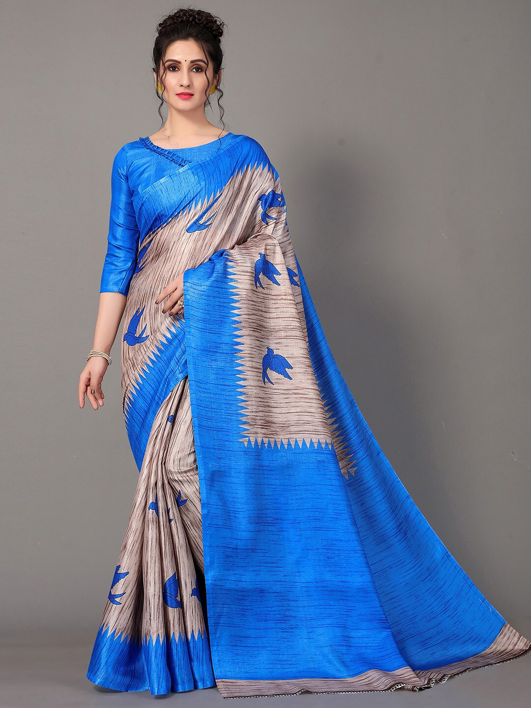 

GORGONE Ethnic Printed Saree, Blue