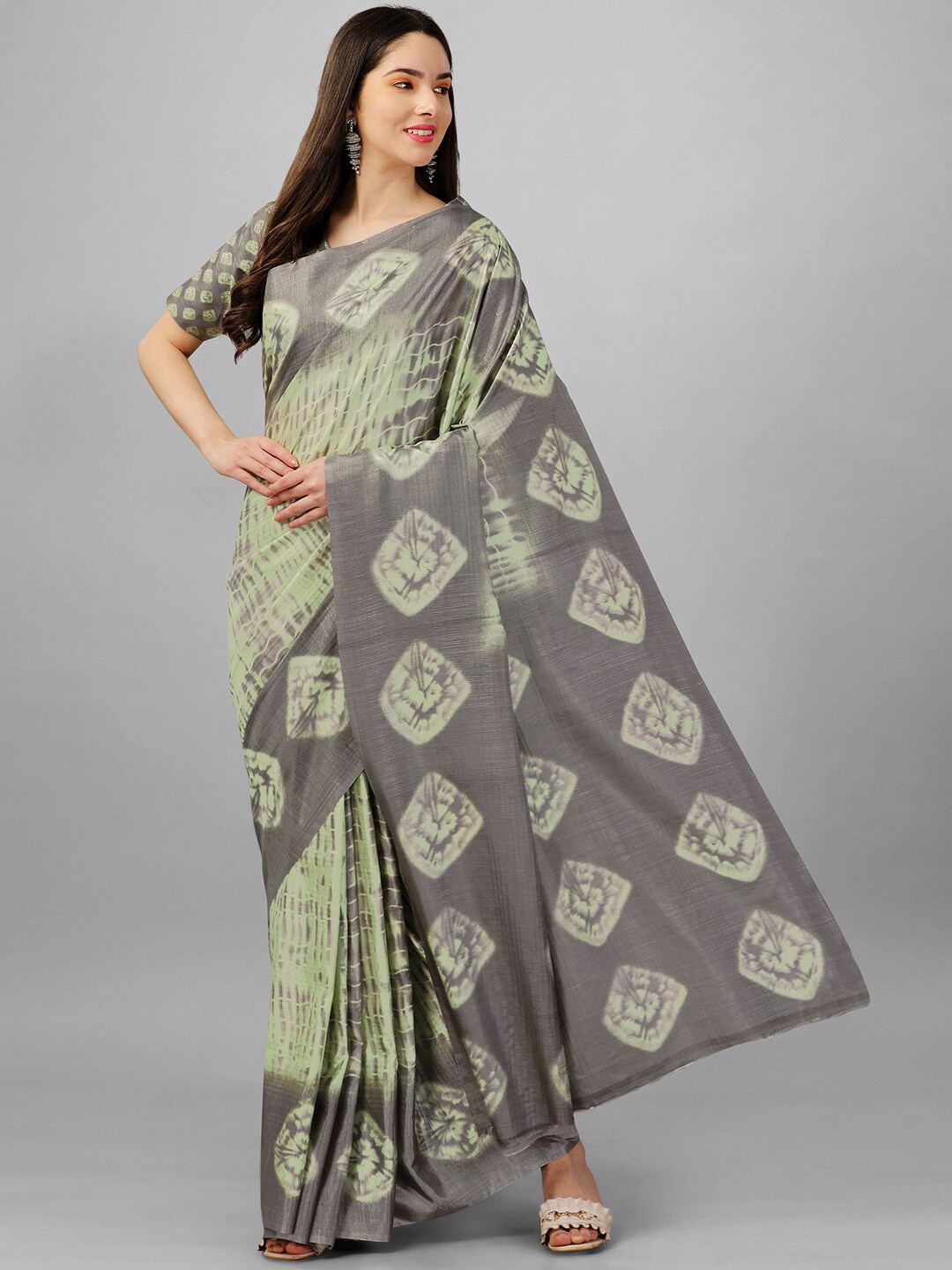 

GORGONE Tie And Dye Shibori Saree, Grey