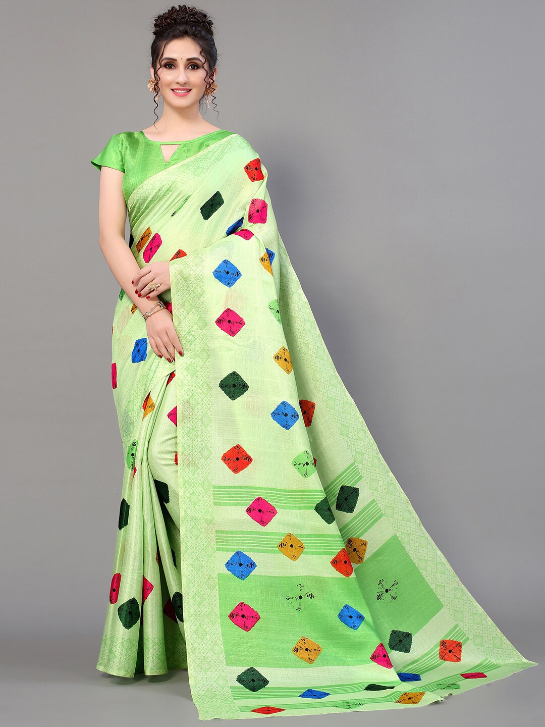 

GORGONE Tie And Dye Shibori Saree, Green
