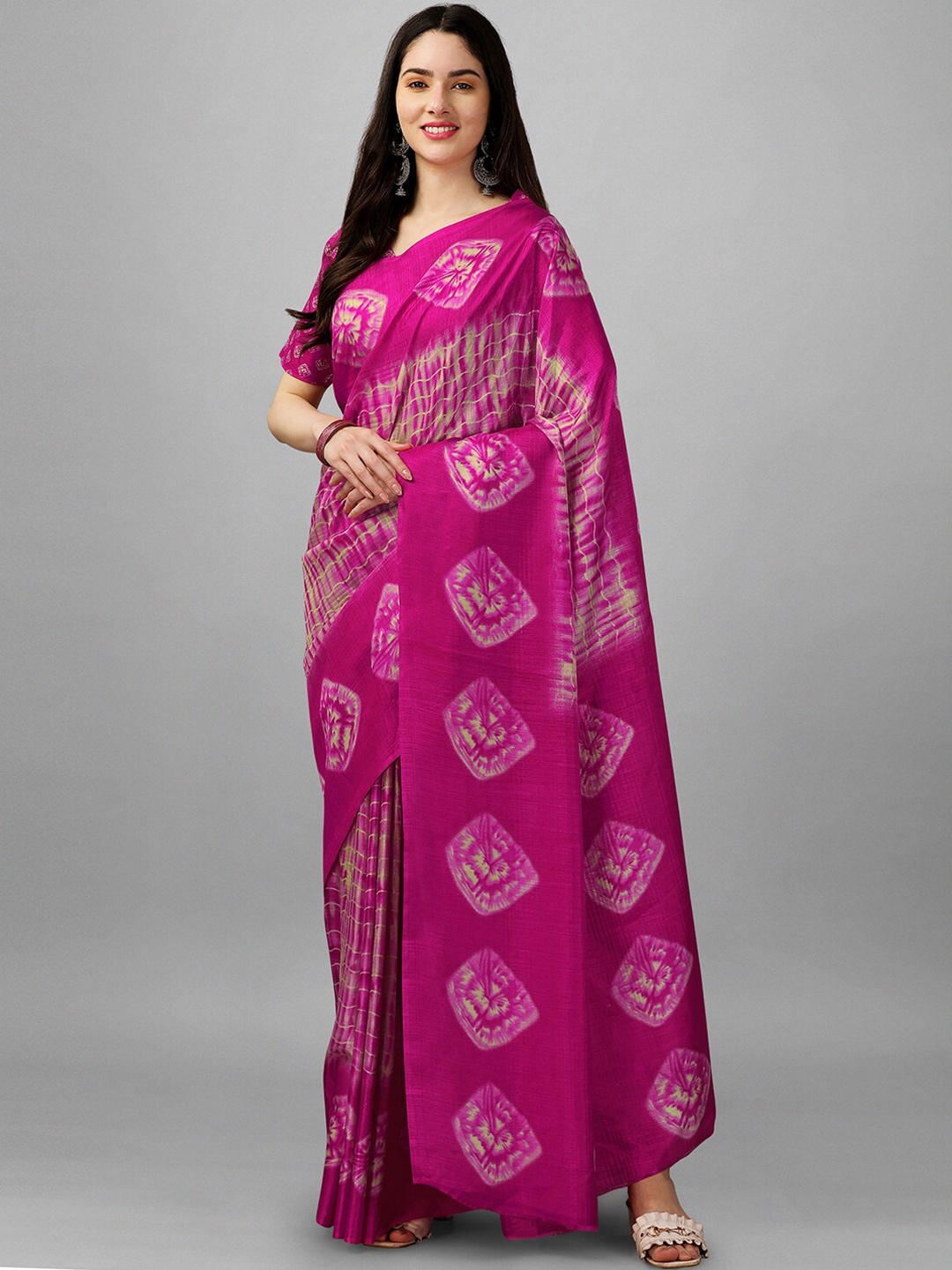 

GORGONE Shibori Dyed Saree, Pink