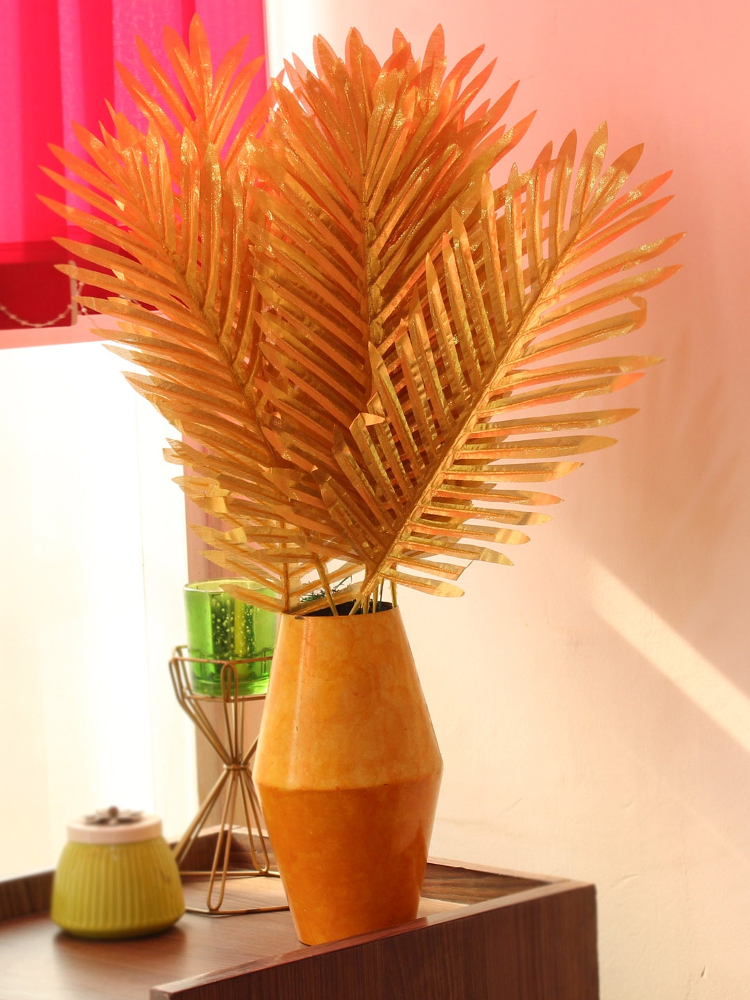 

TIED RIBBONS Gold-Toned 10 Pieces Areca Palm Plant Leaves