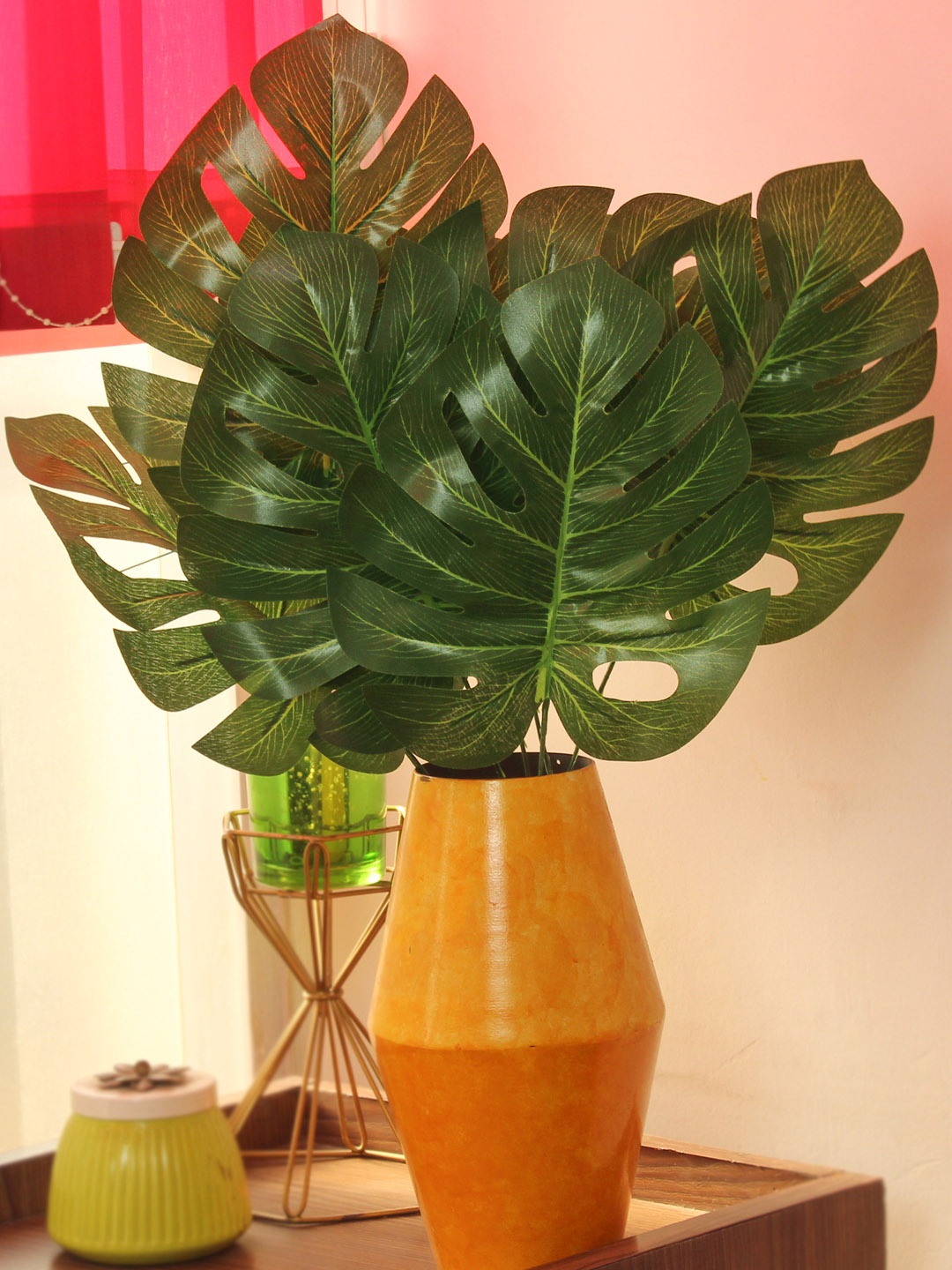 

TIED RIBBONS Green 10 Pieces Mostera Artificial Palm Plant Leaves