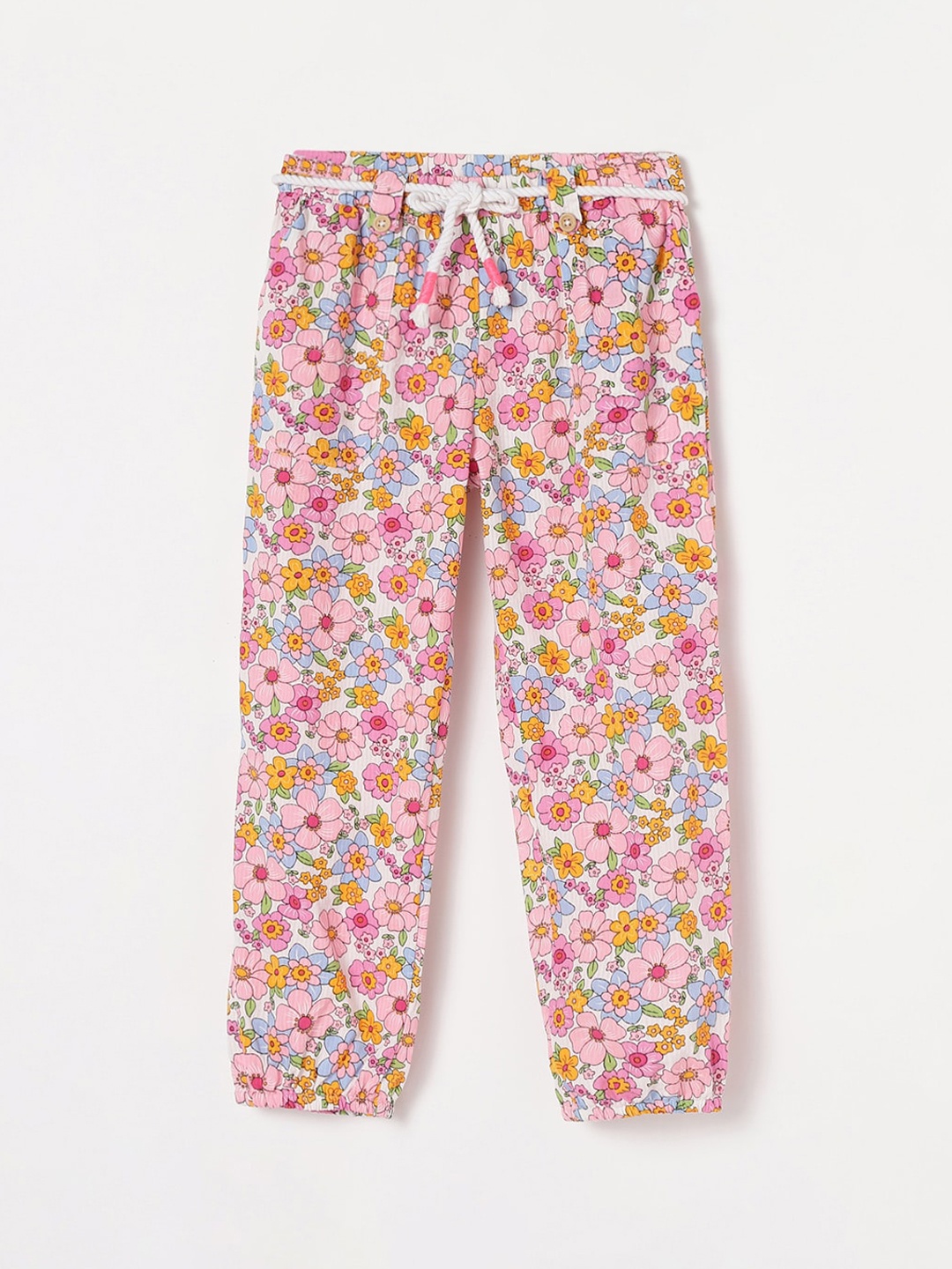 

Fame Forever by Lifestyle Girls Floral Printed Pure Cotton Trousers, Pink