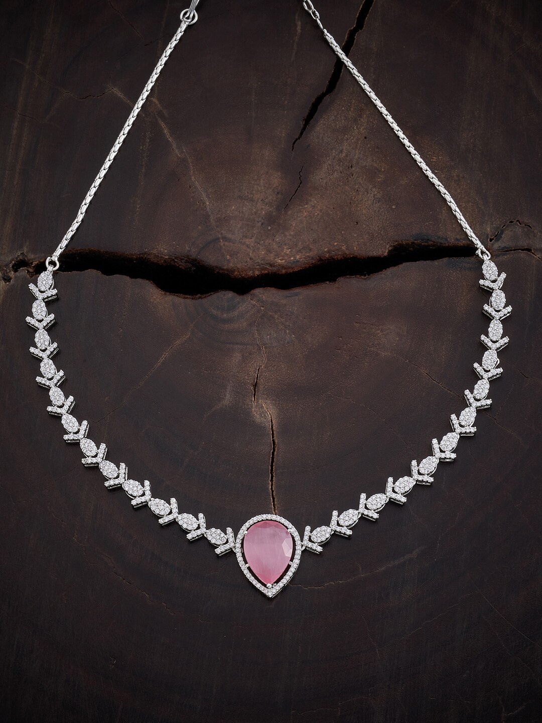 

Kushal's Fashion Jewellery Rhodium-Plated Short Necklace, Silver