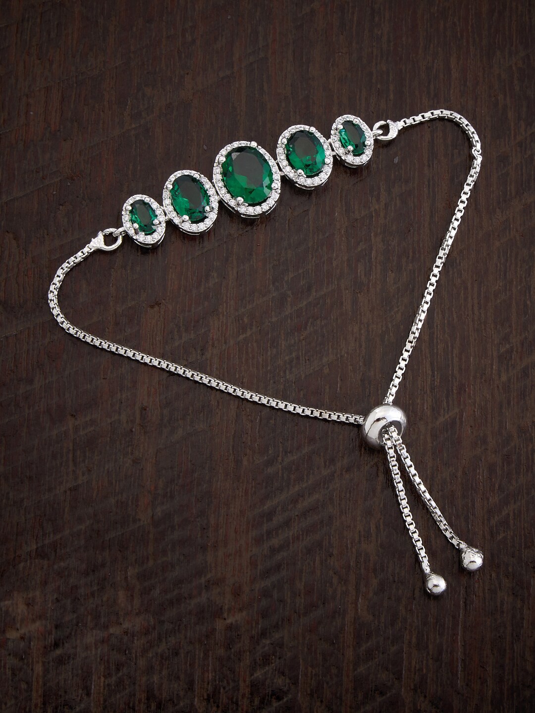 

Kushal's Fashion Jewellery Rhodium-Plated Cubic Zirconia Link Bracelet, Silver