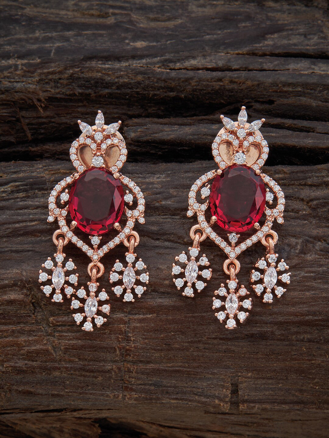 

Kushal's Fashion Jewellery Rose Gold-Plated Floral Design Contemporary Drop Earrings