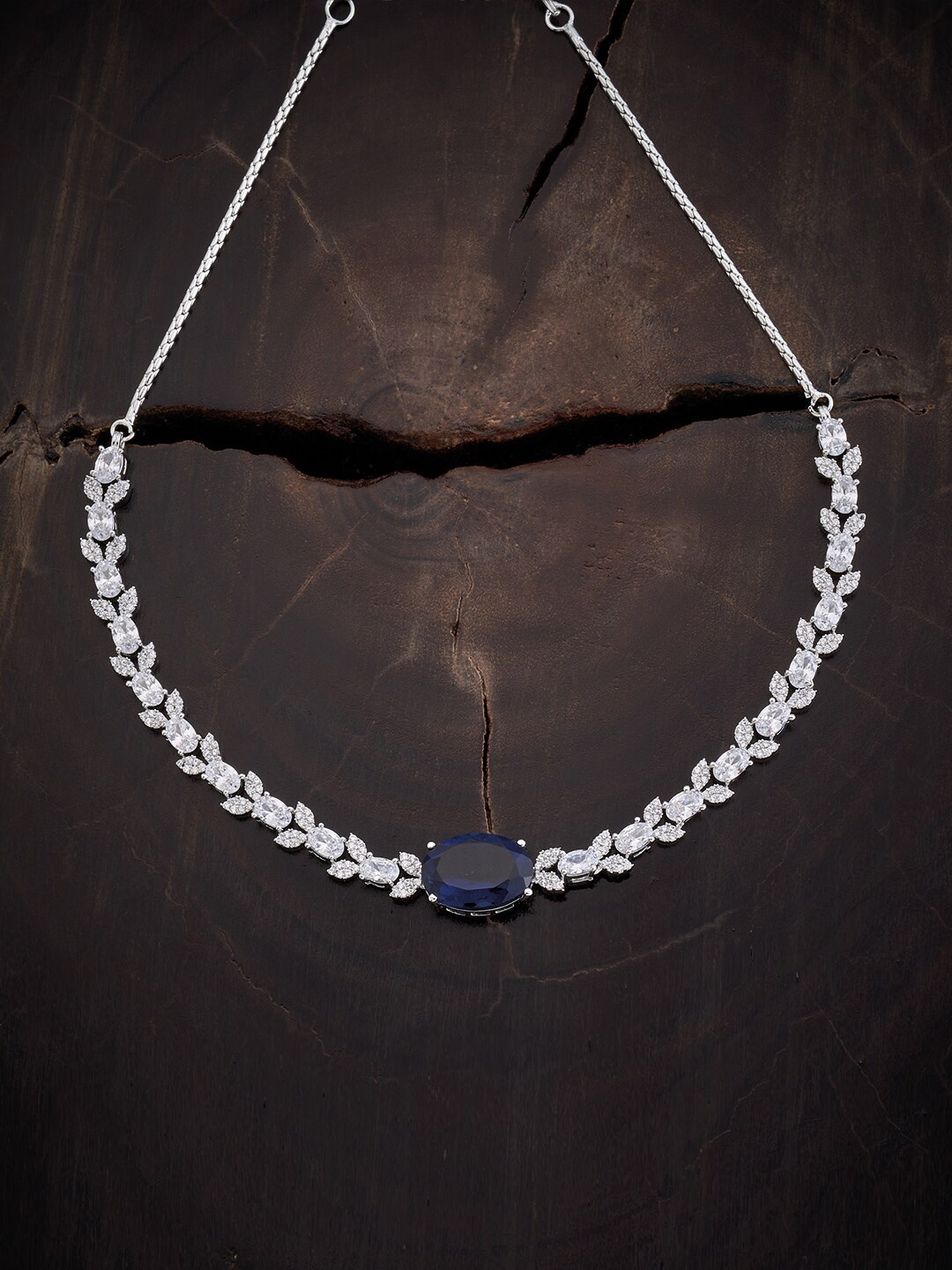 

Kushal's Fashion Jewellery Rhodium-Plated Cubic Zirconia Necklace, Silver