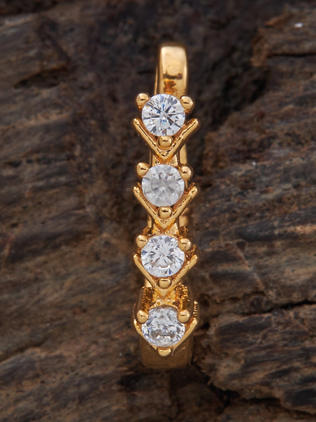 

Kushal's Fashion Jewellery Gold-Plated Stone-Studded Nosepin