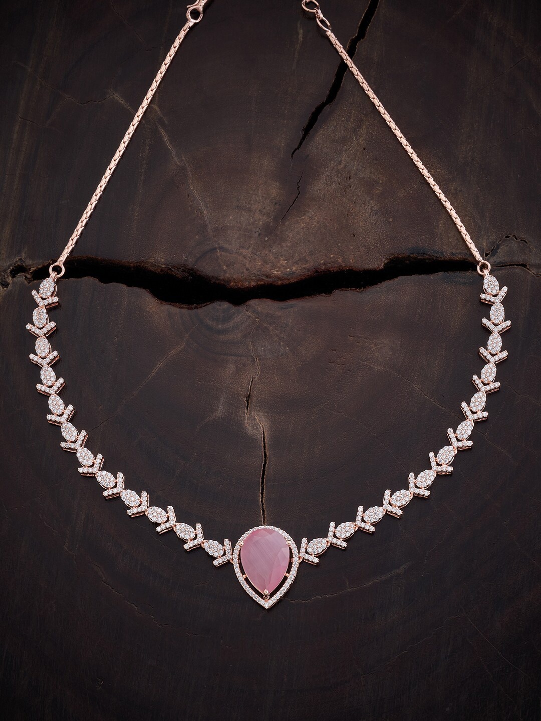 

Kushal's Fashion Jewellery Rose Gold-Plated Zircon Studded Necklace