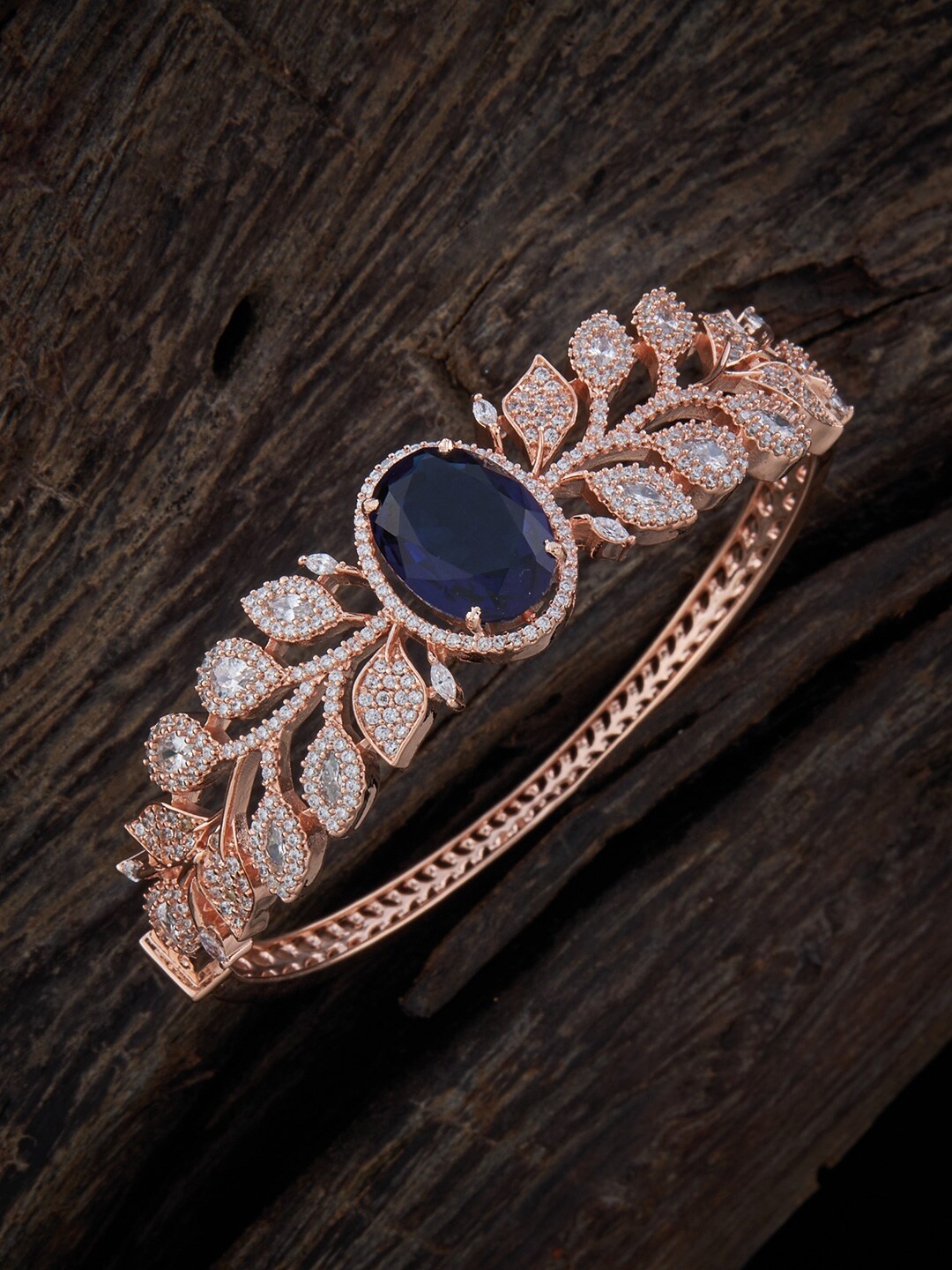 

Kushal's Fashion Jewellery Rose Gold-Plated Cubic Zirconia Kada Bracelet