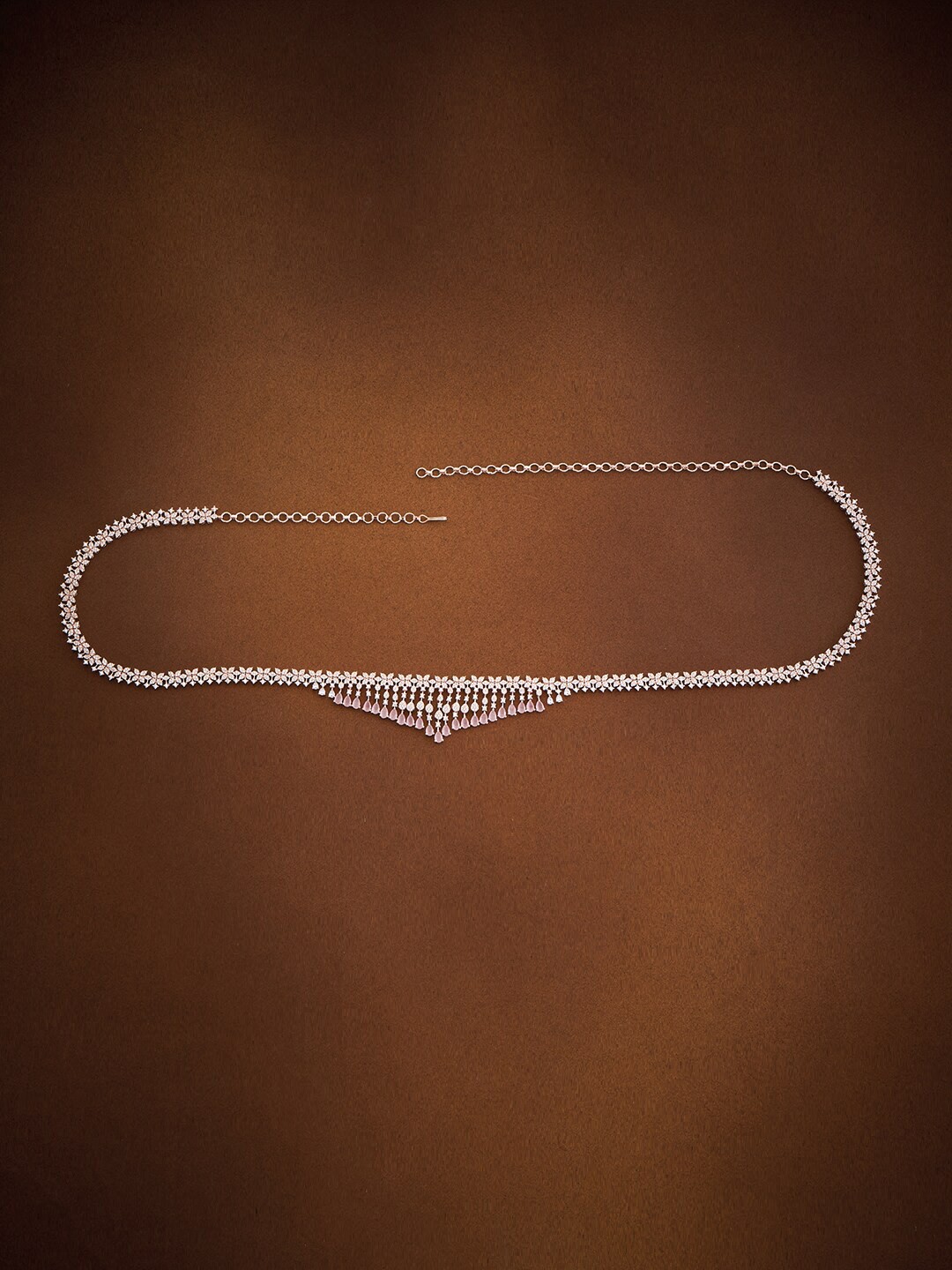 

Kushal's Fashion Jewellery Gold Plated Cubic Zirconia Studded Waist Chain, Rose gold