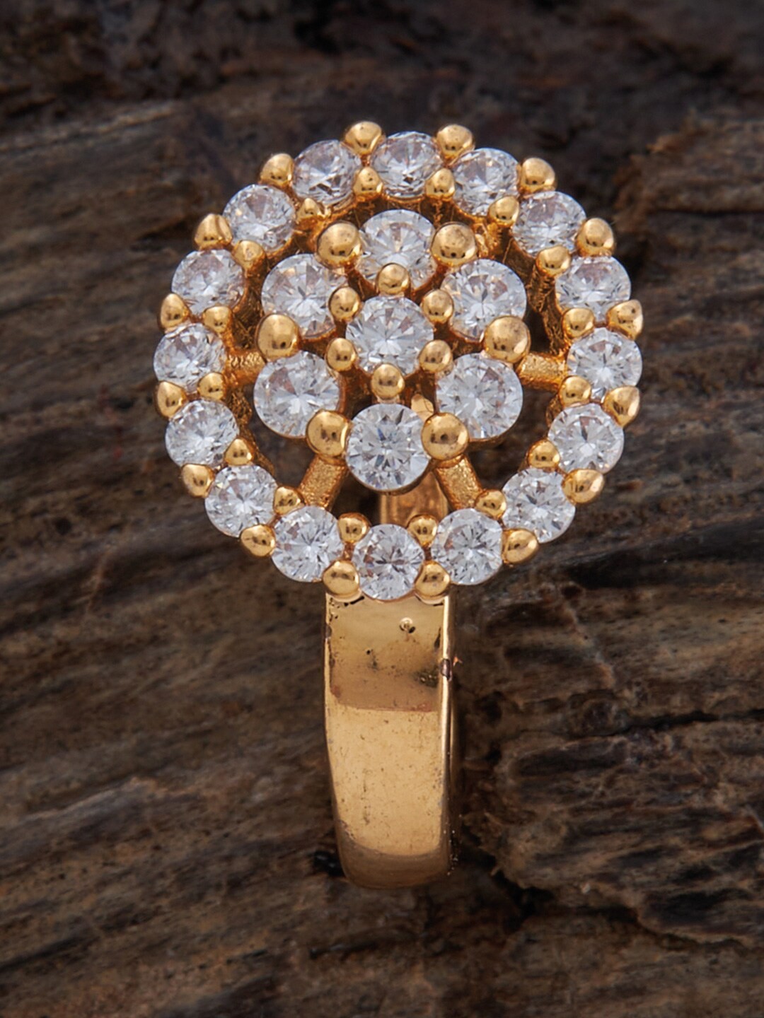 

Kushal's Fashion Jewellery Gold-Plated White CZ Studded Nosepin