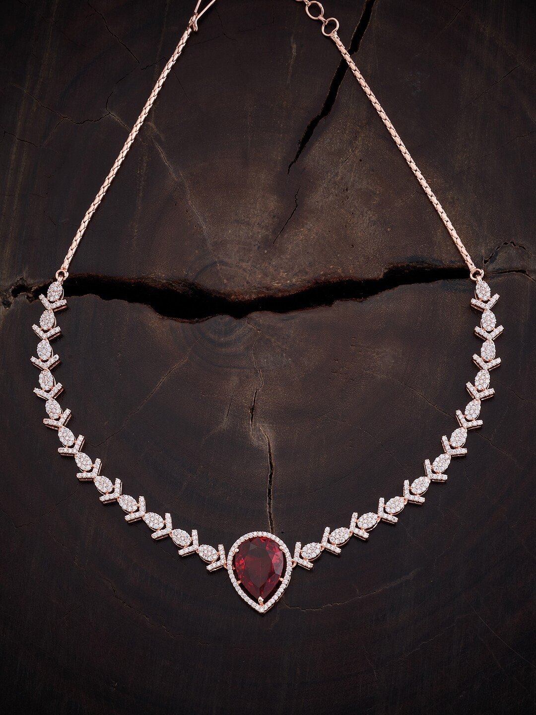 

Kushal's Fashion Jewellery Rose Gold-Plated Cubic Zirconia Studded Necklace