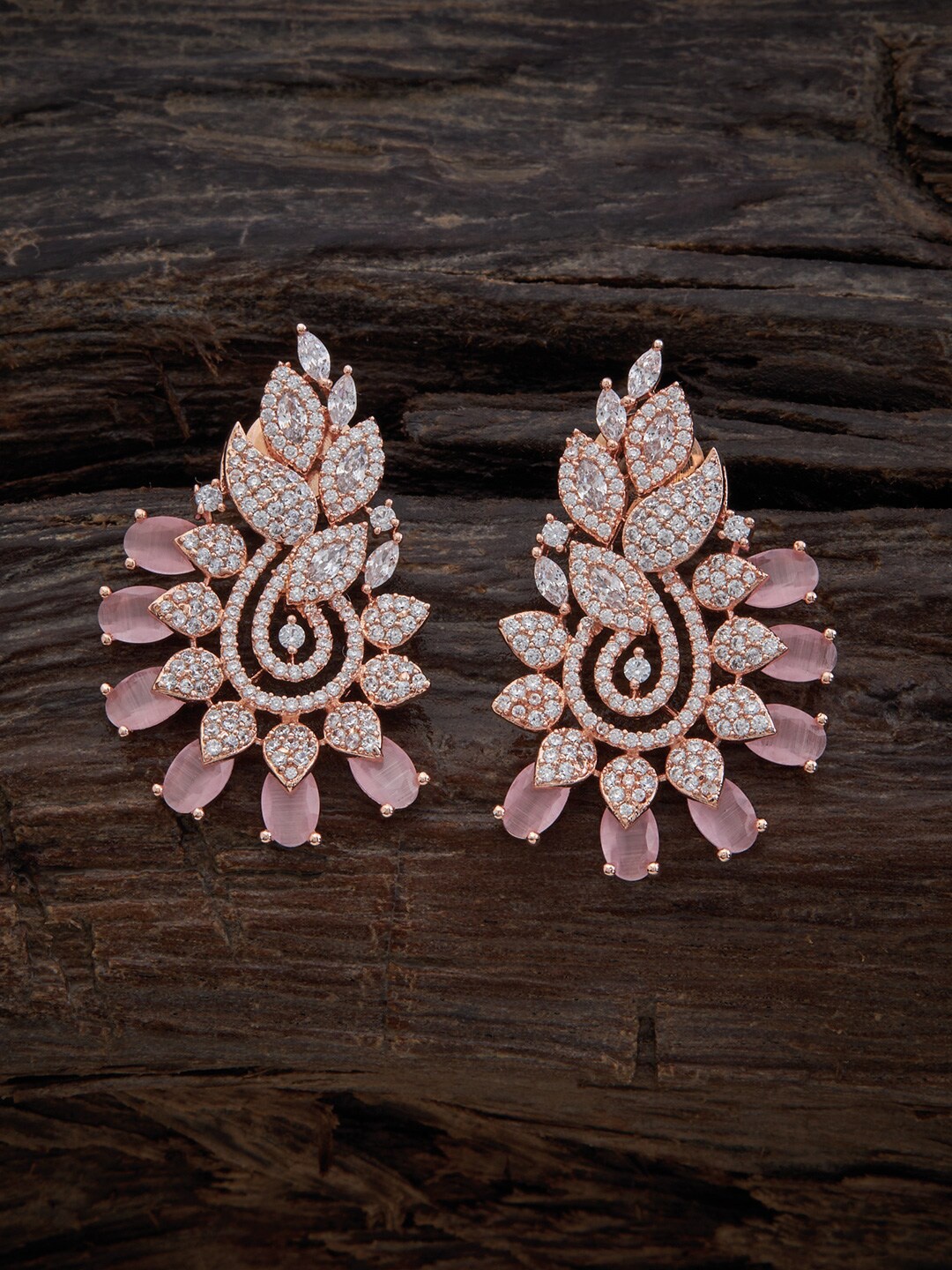 

Kushal's Fashion Jewellery Rose-Gold Plated Contemporary Studs Earrings, Pink