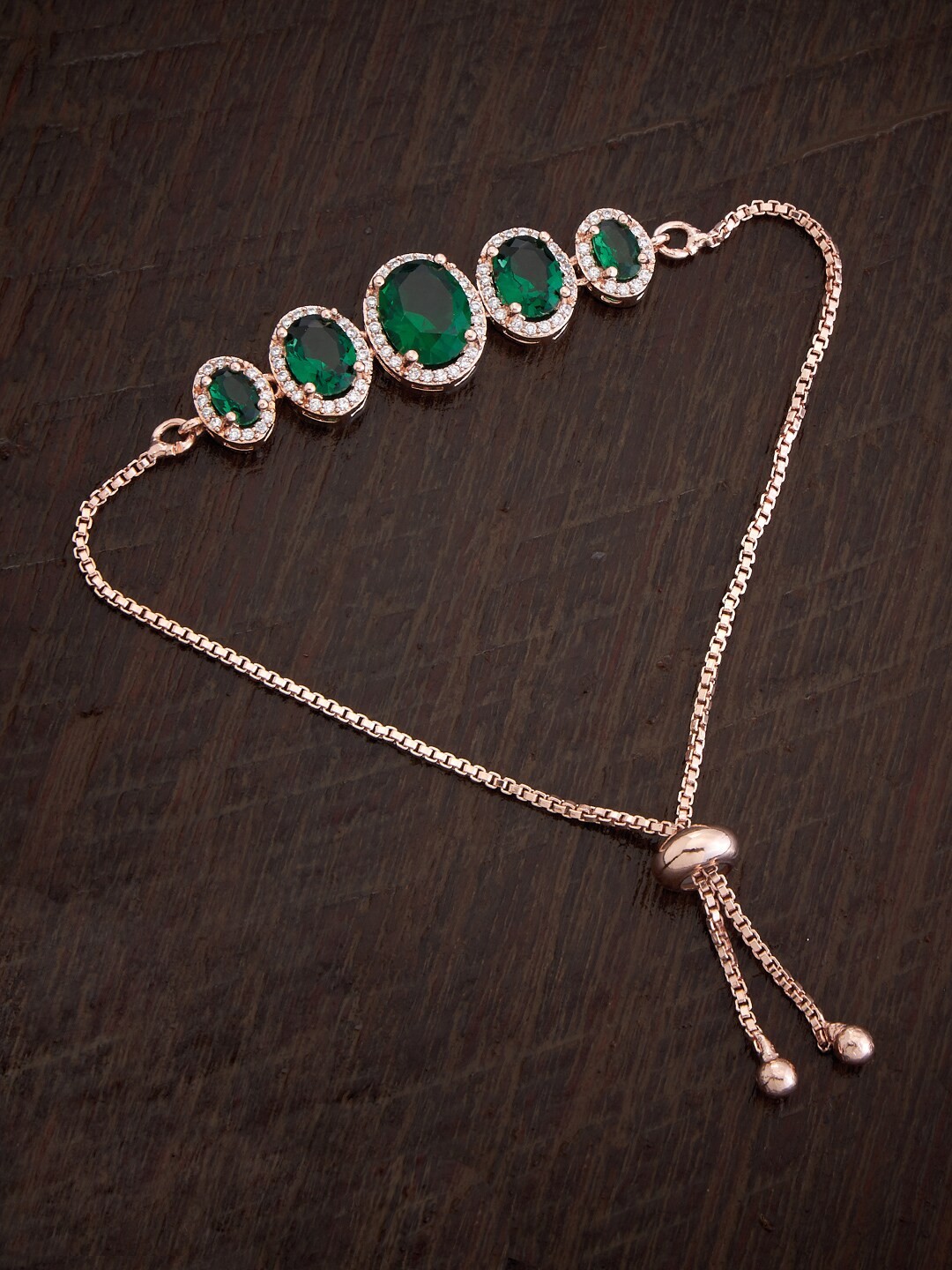 

Kushal's Fashion Jewellery Rose Gold-Plated American Diamond Wraparound Bracelet