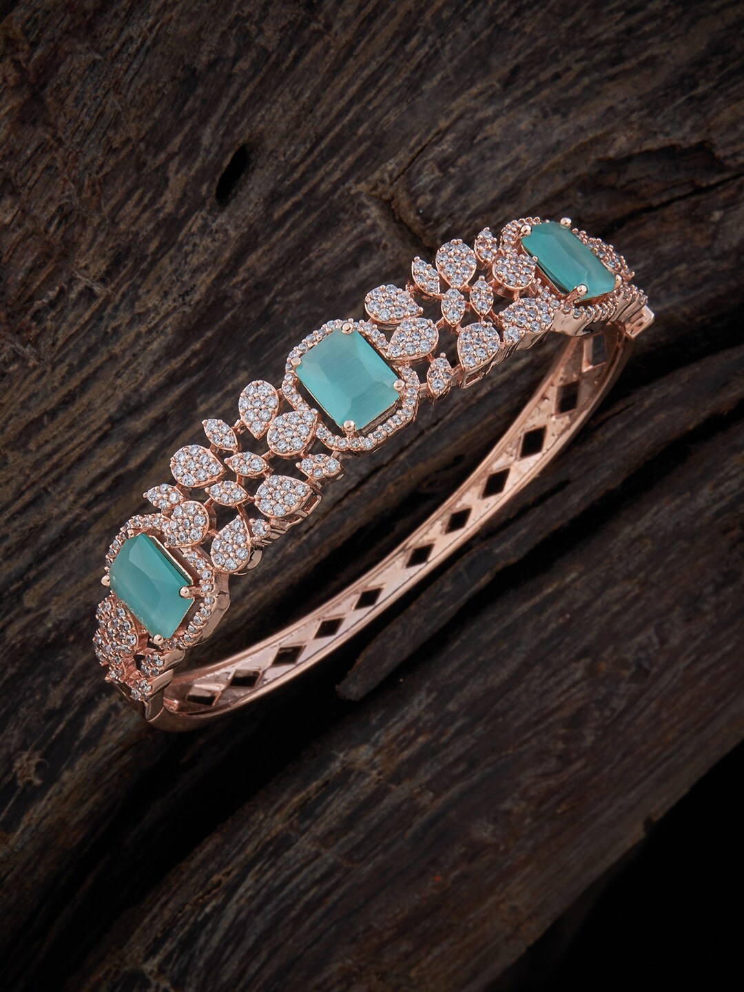 

Kushal's Fashion Jewellery Rose Gold-Plated American Diamond Bangle Style Bracelet