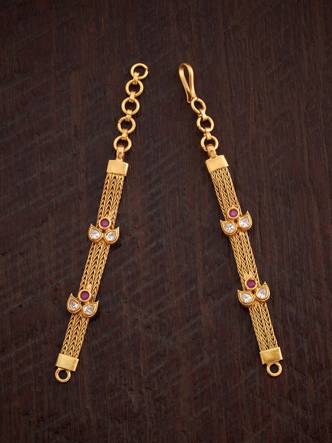 

Kushal's Fashion Jewellery Gold Plated Stone Studded Temple Chain