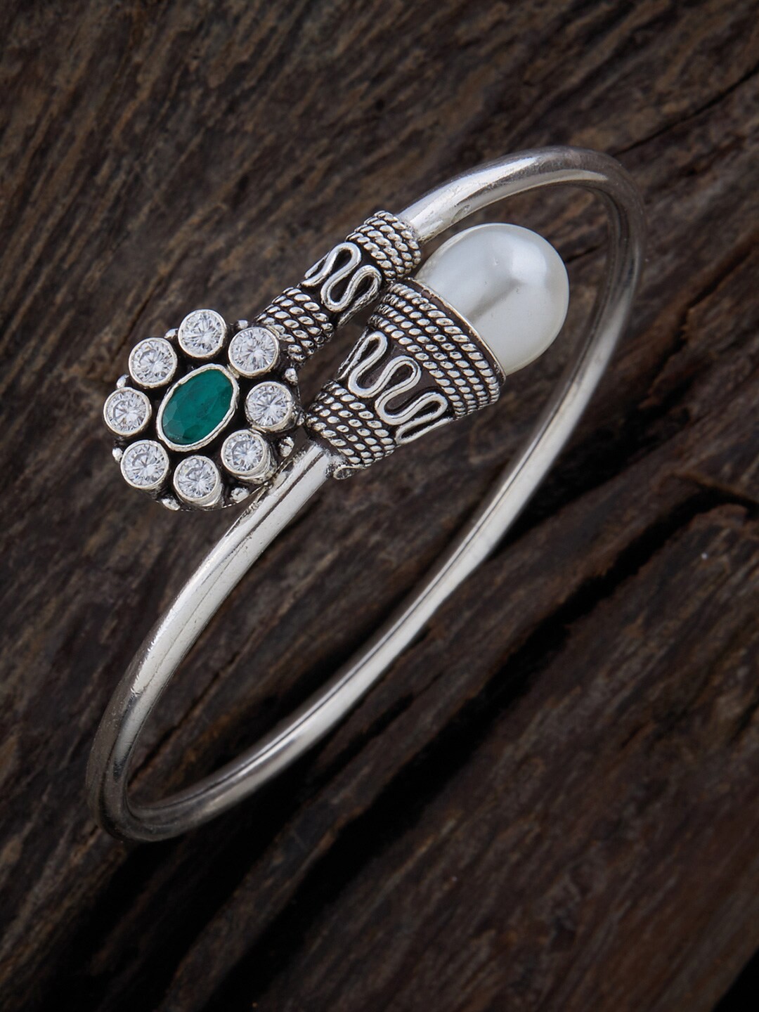 

Kushal's Fashion Jewellery Women Silver Rhodium-Plated Kada Bracelet
