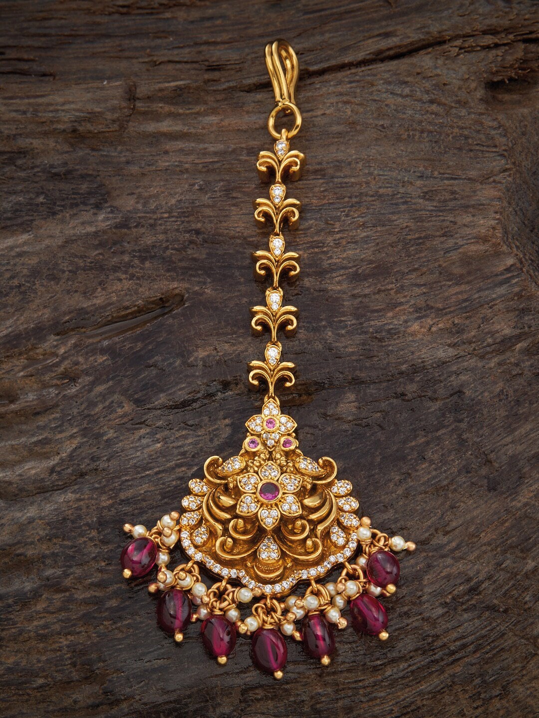 

Kushal's Fashion Jewellery Gold-Plated Stone-Studded Maang Tikka