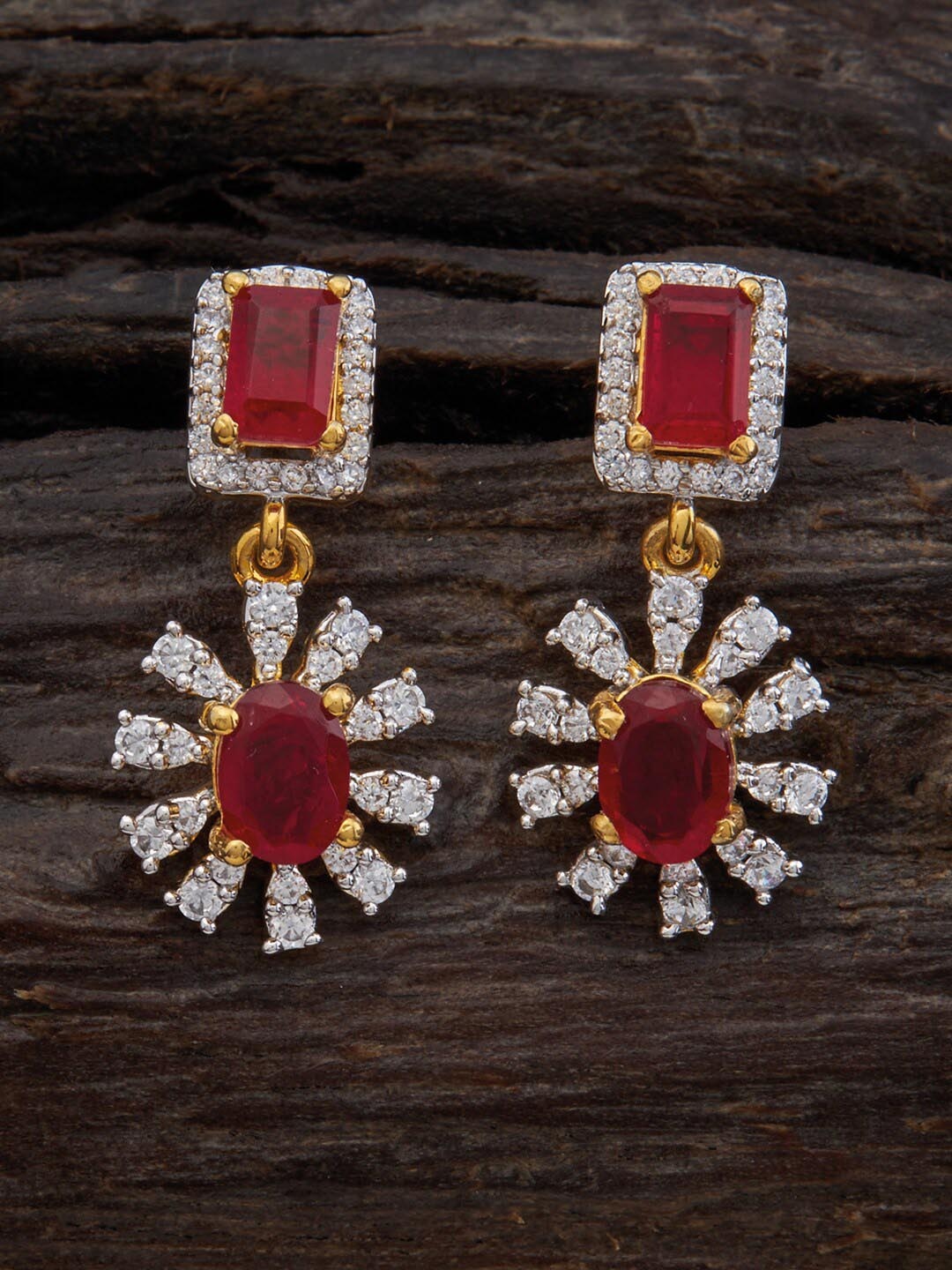 

Kushal's Fashion Jewellery Rhodium-Plated Floral Design Contemporary Drop Earrings, Silver