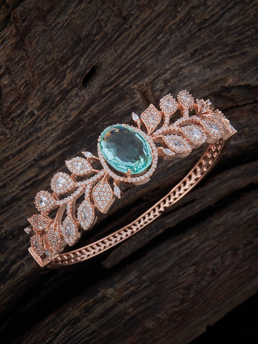 

Kushal's Fashion Jewellery American Diamond Rose Gold-Plated Kada Bracelet