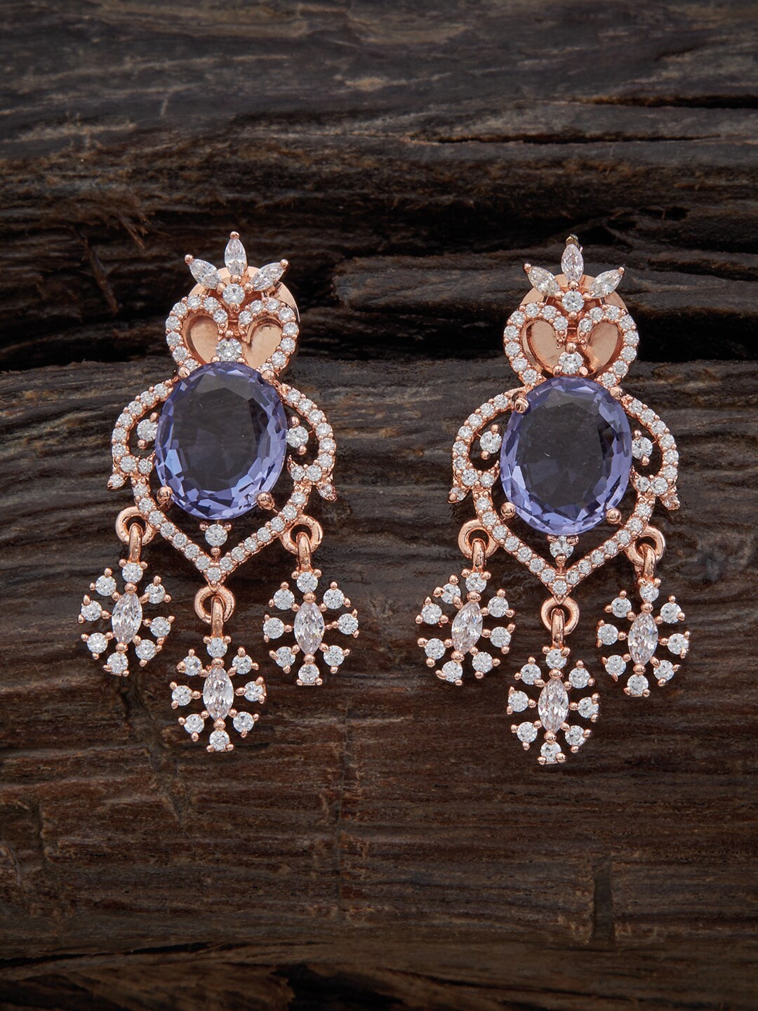 

Kushal's Fashion Jewellery Rose Gold-Plated Contemporary Drop Earrings, Lavender