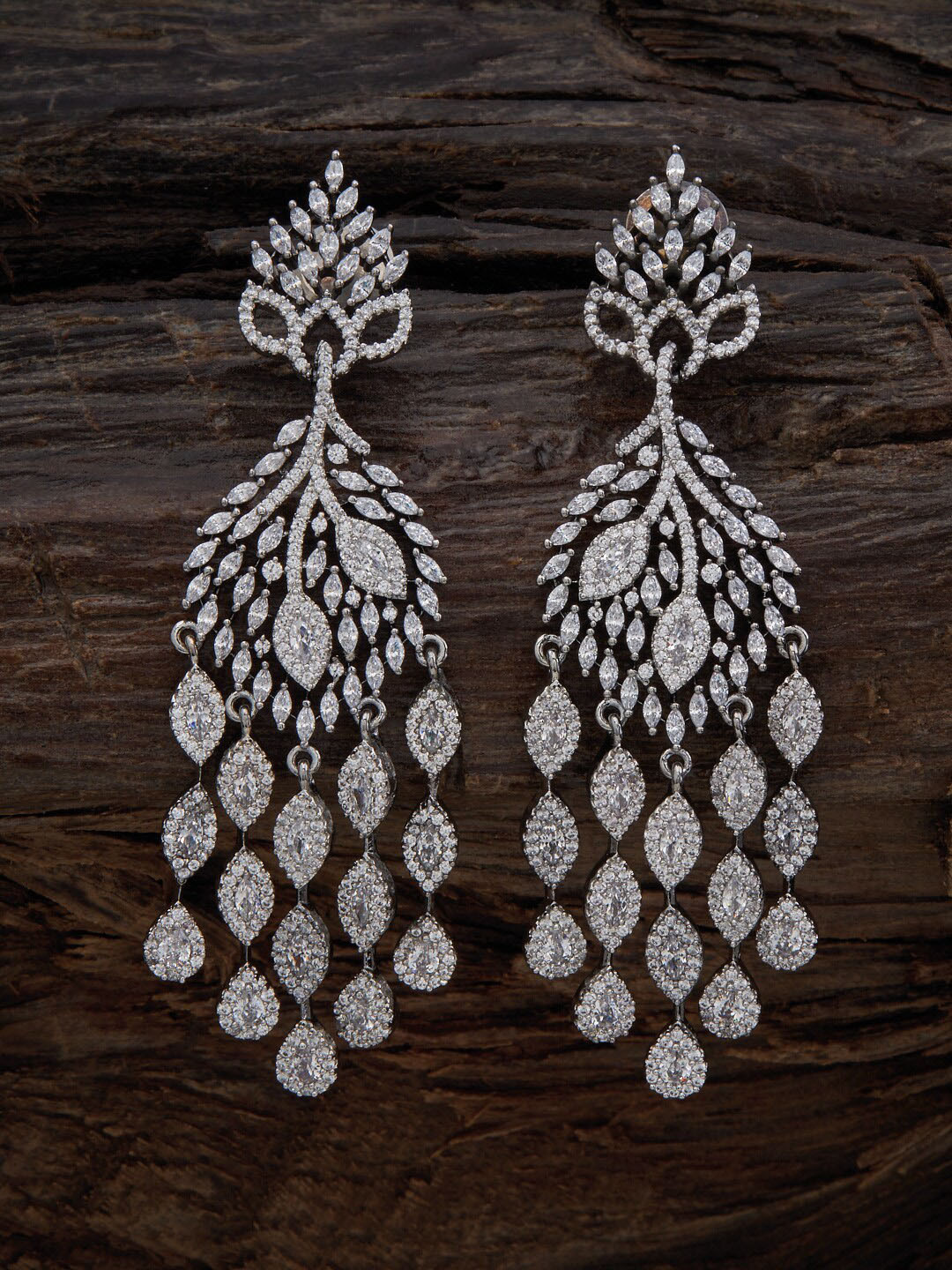 

Kushal's Fashion Jewellery Rhodium-Plated Contemporary Drop Earrings, Silver