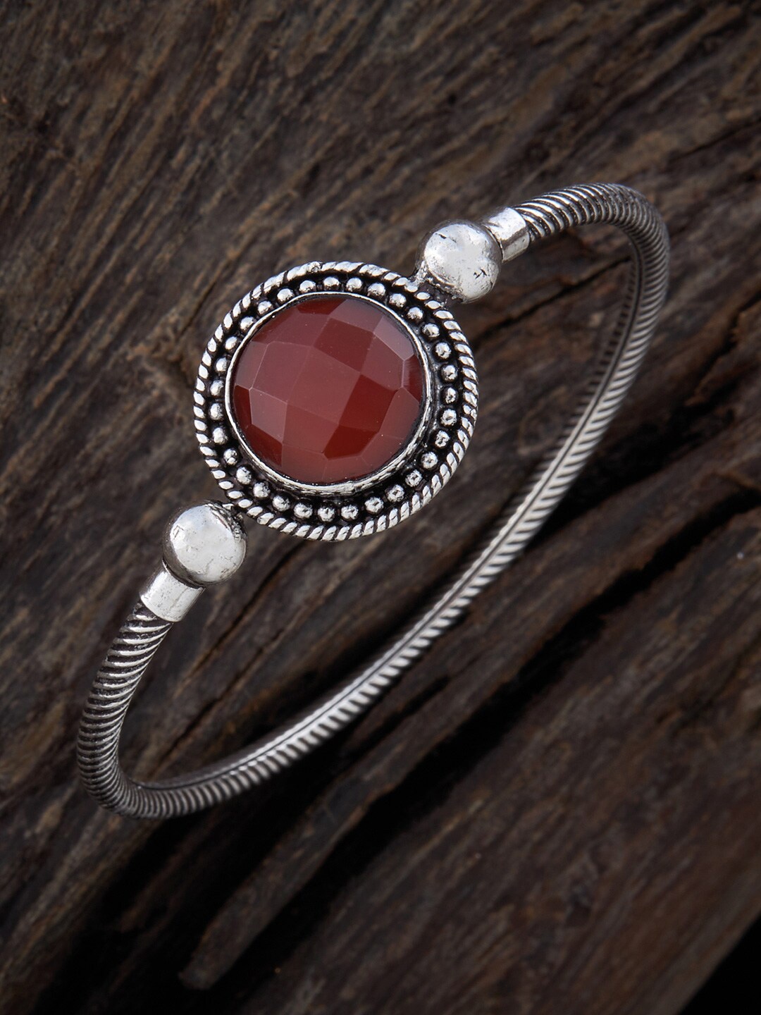 

Kushal's Fashion Jewellery Women Silver Rhodium-Plated Kada Bracelet