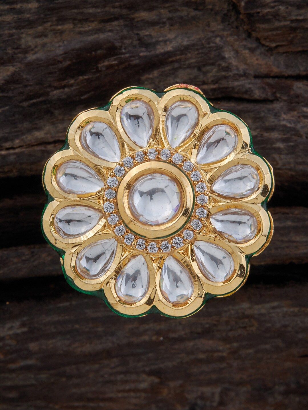 

Kushal's Fashion Jewellery Kundan Studded Adjustable Finger Ring, Gold