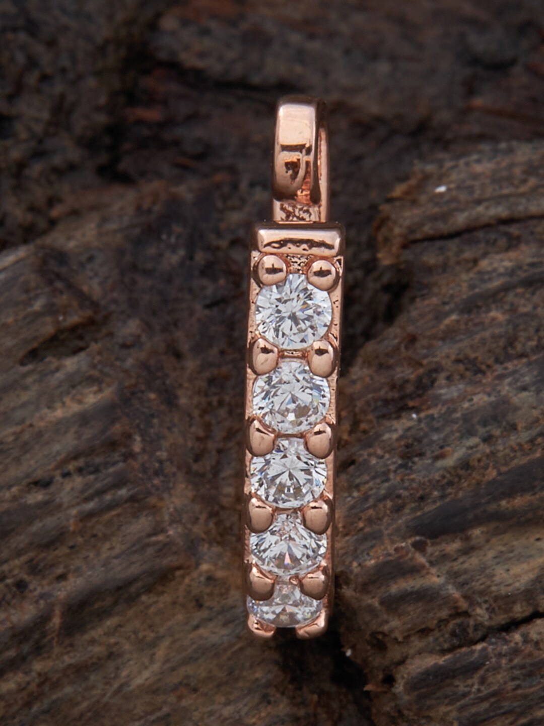 

Kushal's Fashion Jewellery Rose-Gold Plated Cubic Zirconia Studded Nosepin