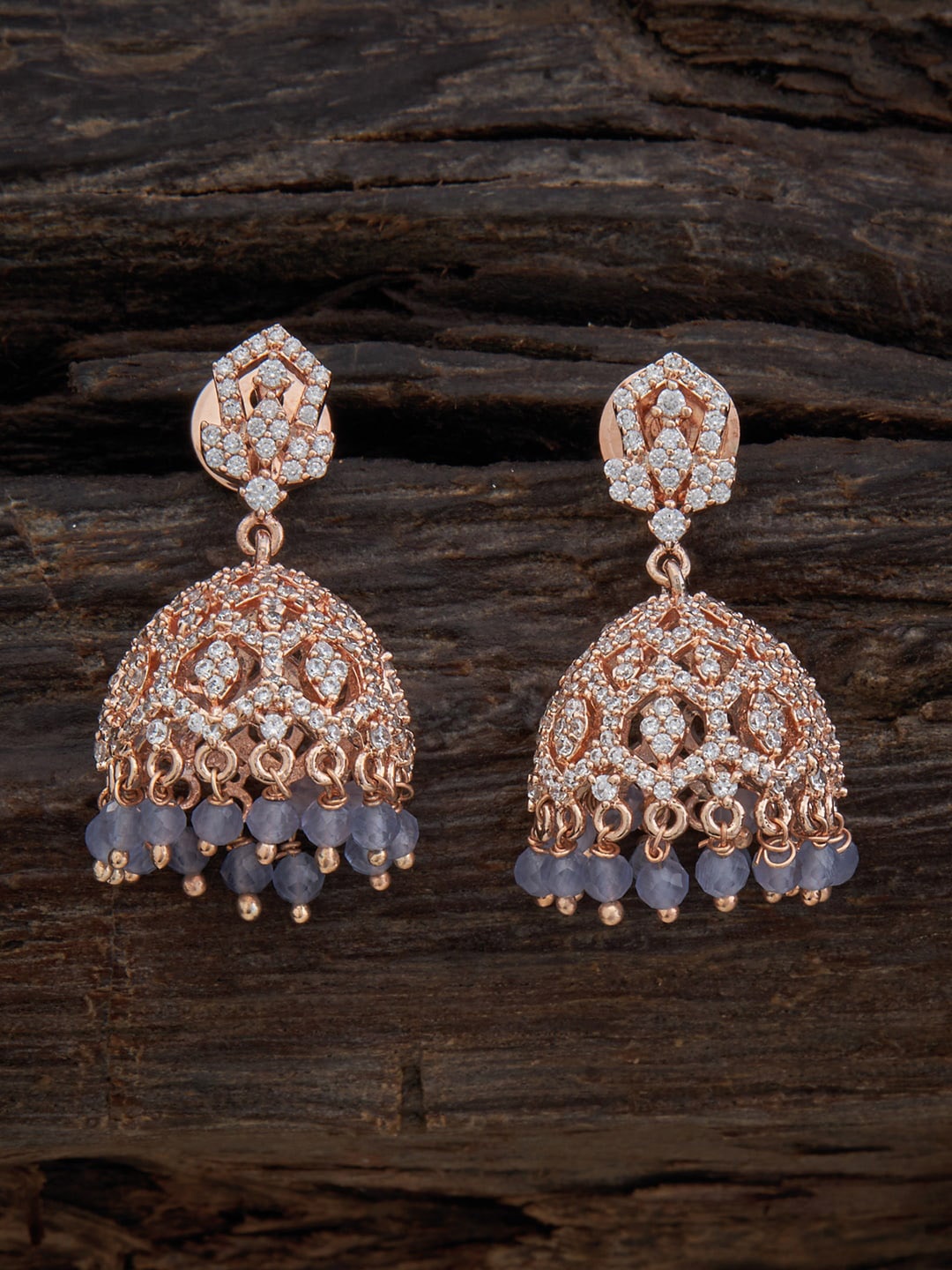 

Kushal's Fashion Jewellery Rose Gold-Plated Dome Shaped Jhumkas Earrings