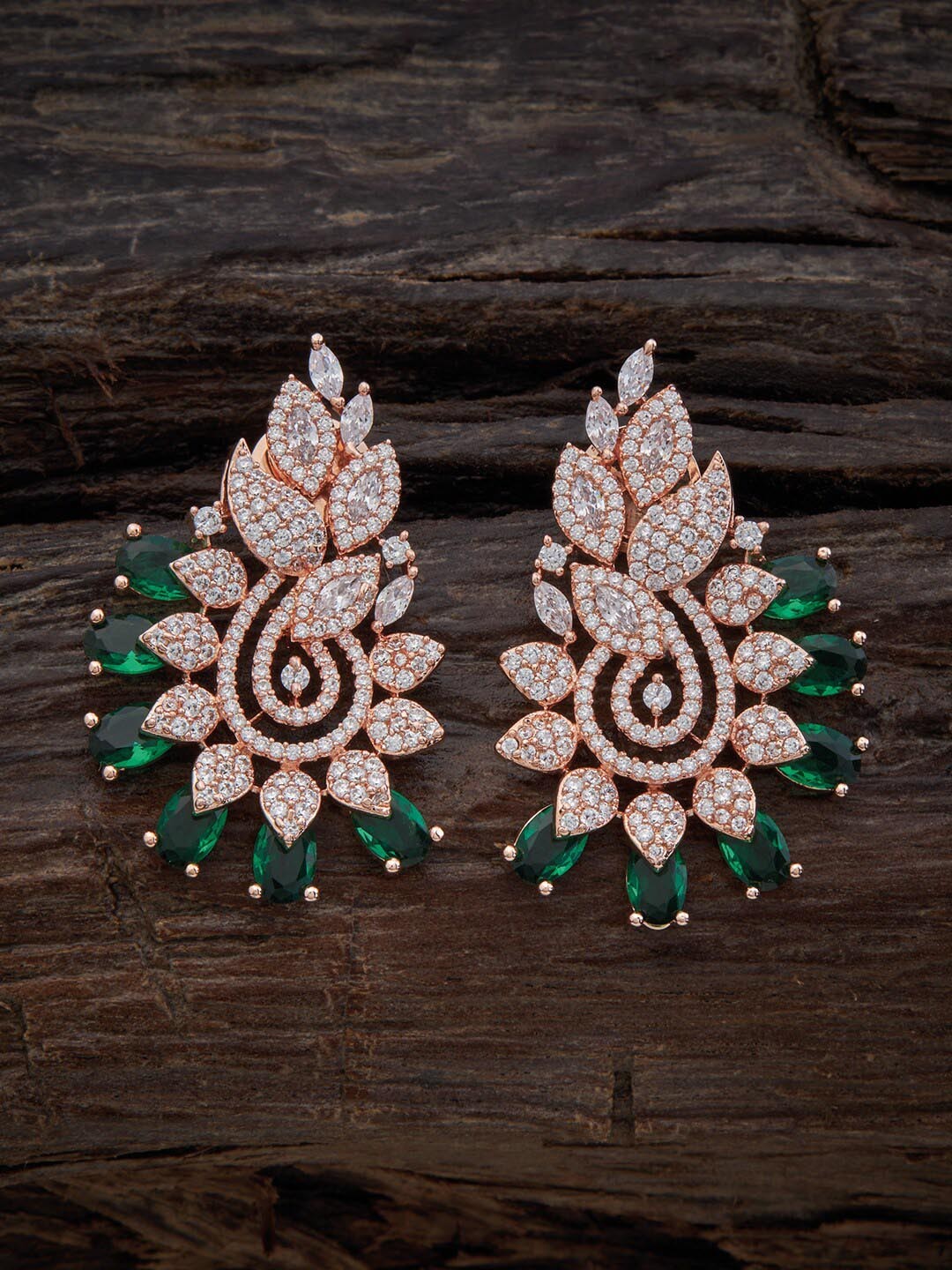 

Kushal's Fashion Jewellery Rose Gold-Plated Contemporary Studs Earrings, Green