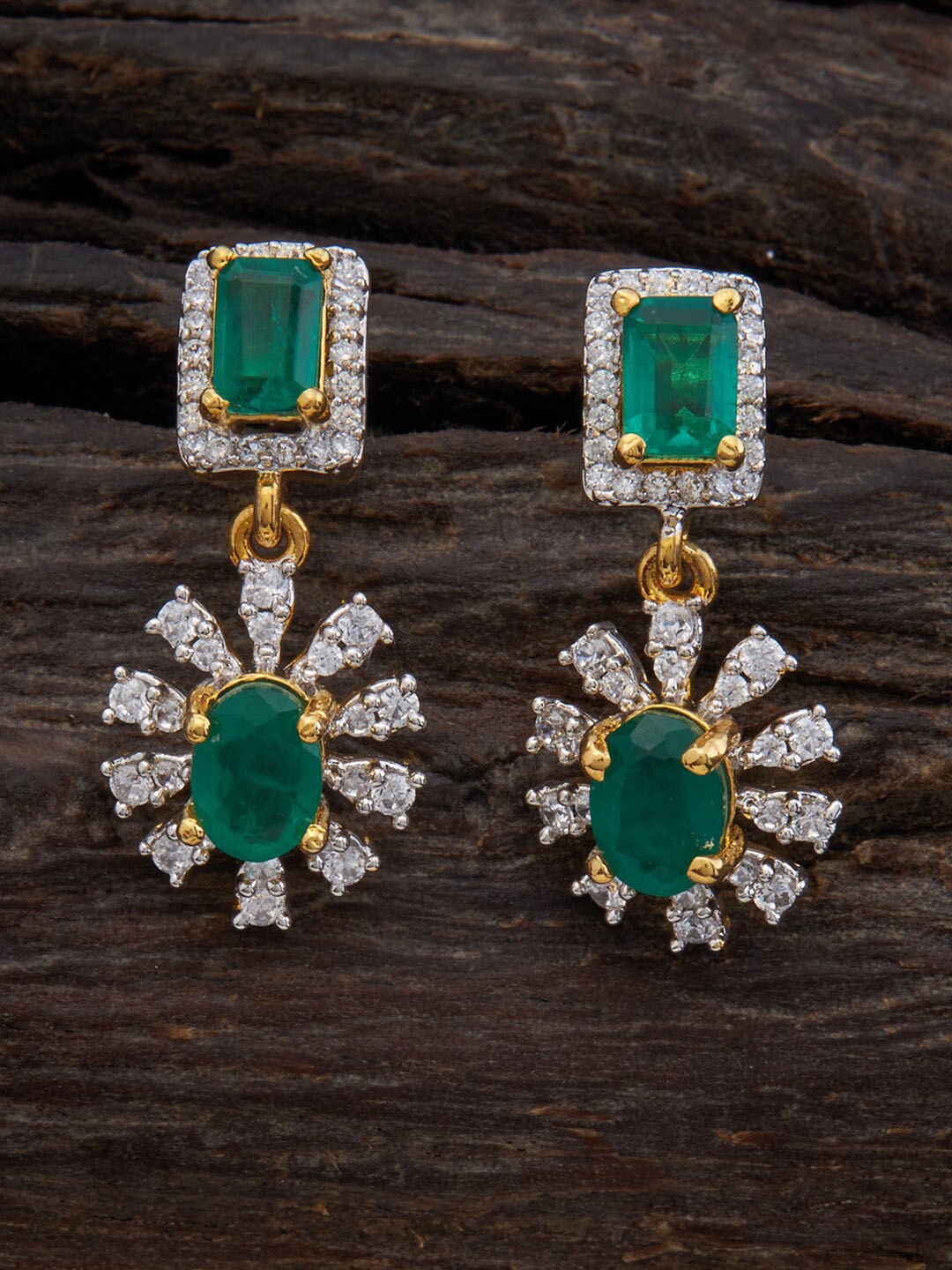 

Kushal's Fashion Jewellery Rhodium-Plated Contemporary Drop Earrings, Green