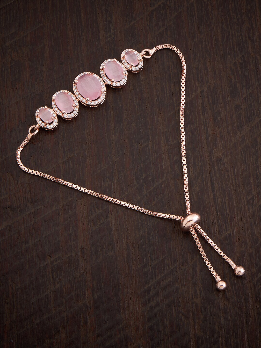 

Kushal's Fashion Jewellery Rose Gold-Plated Cubic Zirconia Link Bracelet
