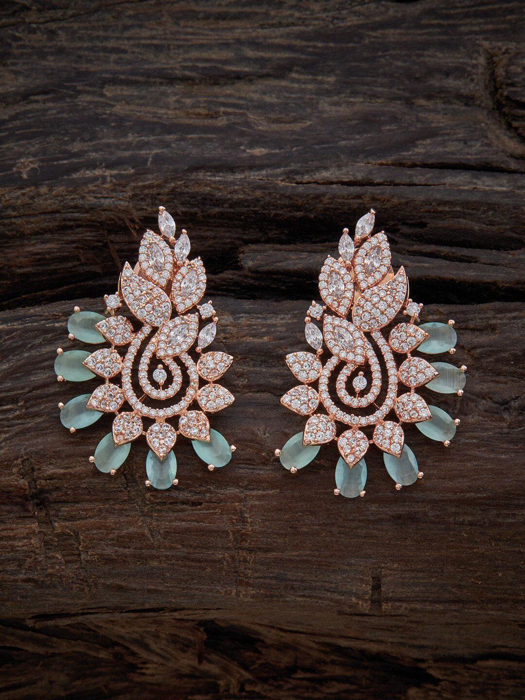 

Kushal's Fashion Jewellery Rose Gold-Plated Zircon Studs Earrings