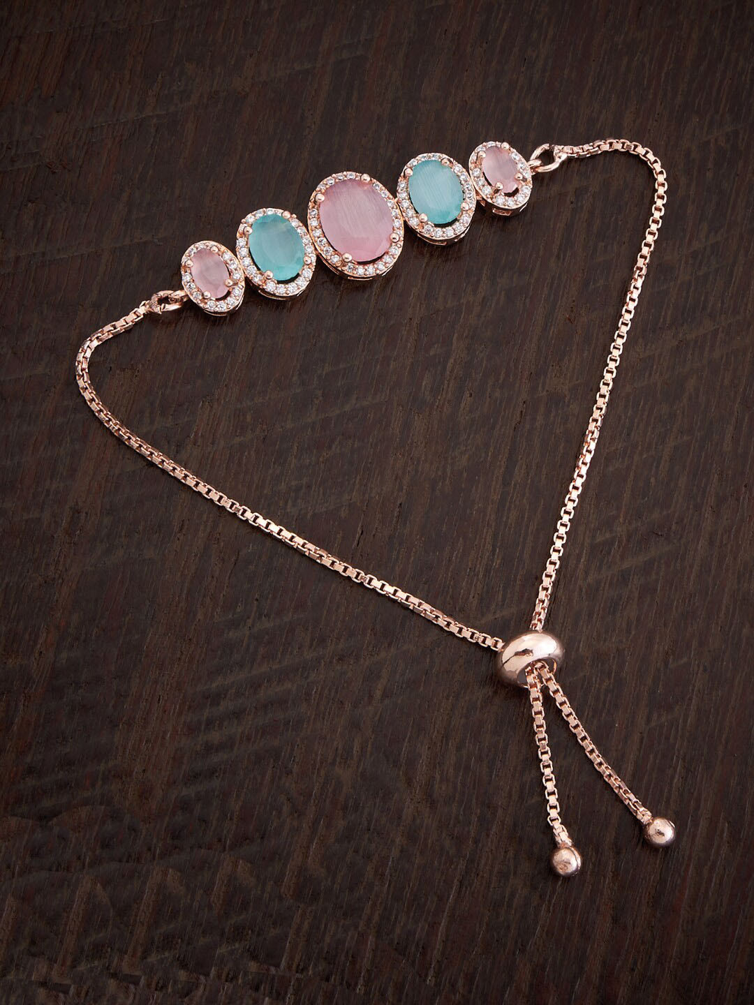 

Kushal's Fashion Jewellery Rose Gold-Plated American Diamond Wraparound Bracelet