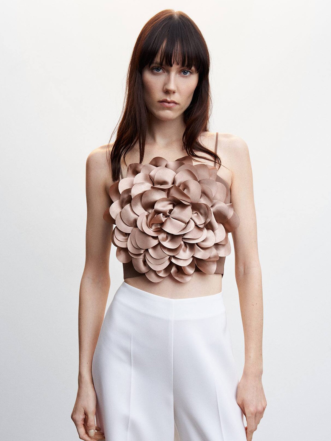 

MANGO Rose Floral Applique Crop Top