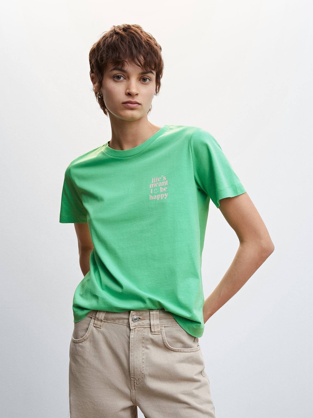 

MANGO Sustainable Cotton T-shirt, Green