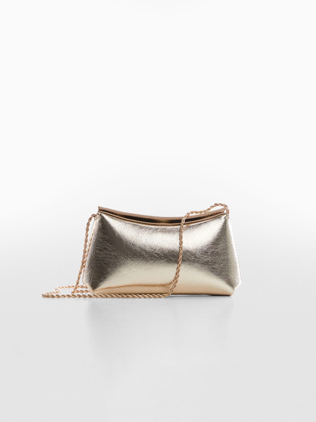 

MANGO Women Structured Sling Bag, Gold