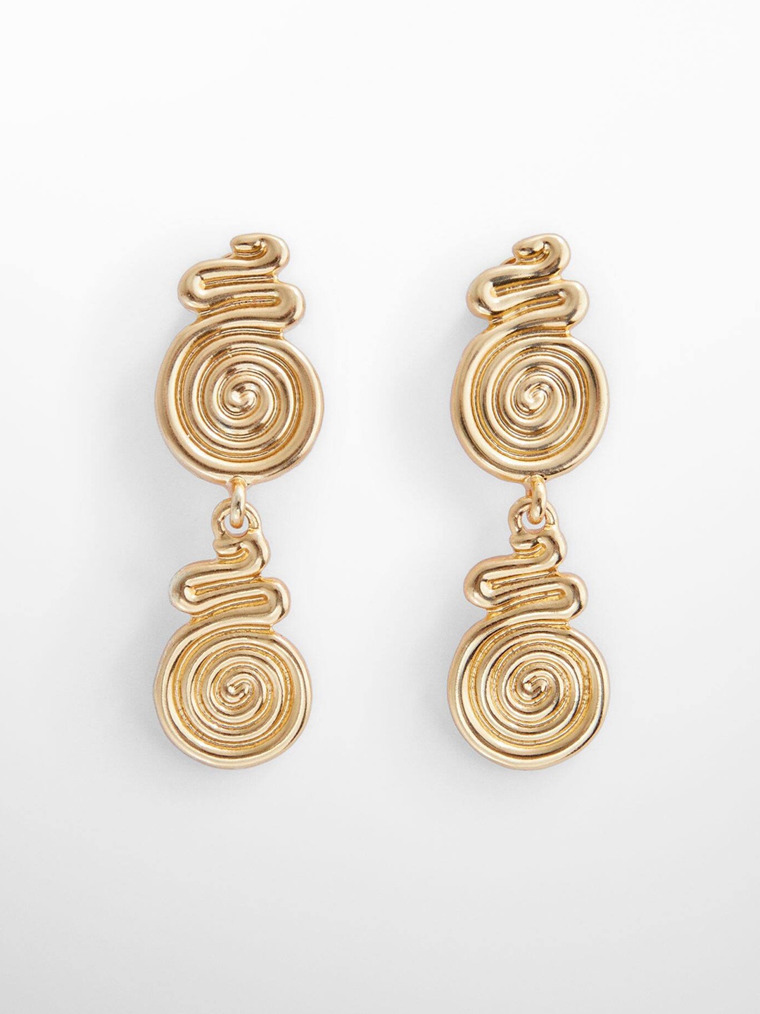 

MANGO Women Spiral Design Contemporary-Shaped Drop Earrings, Gold