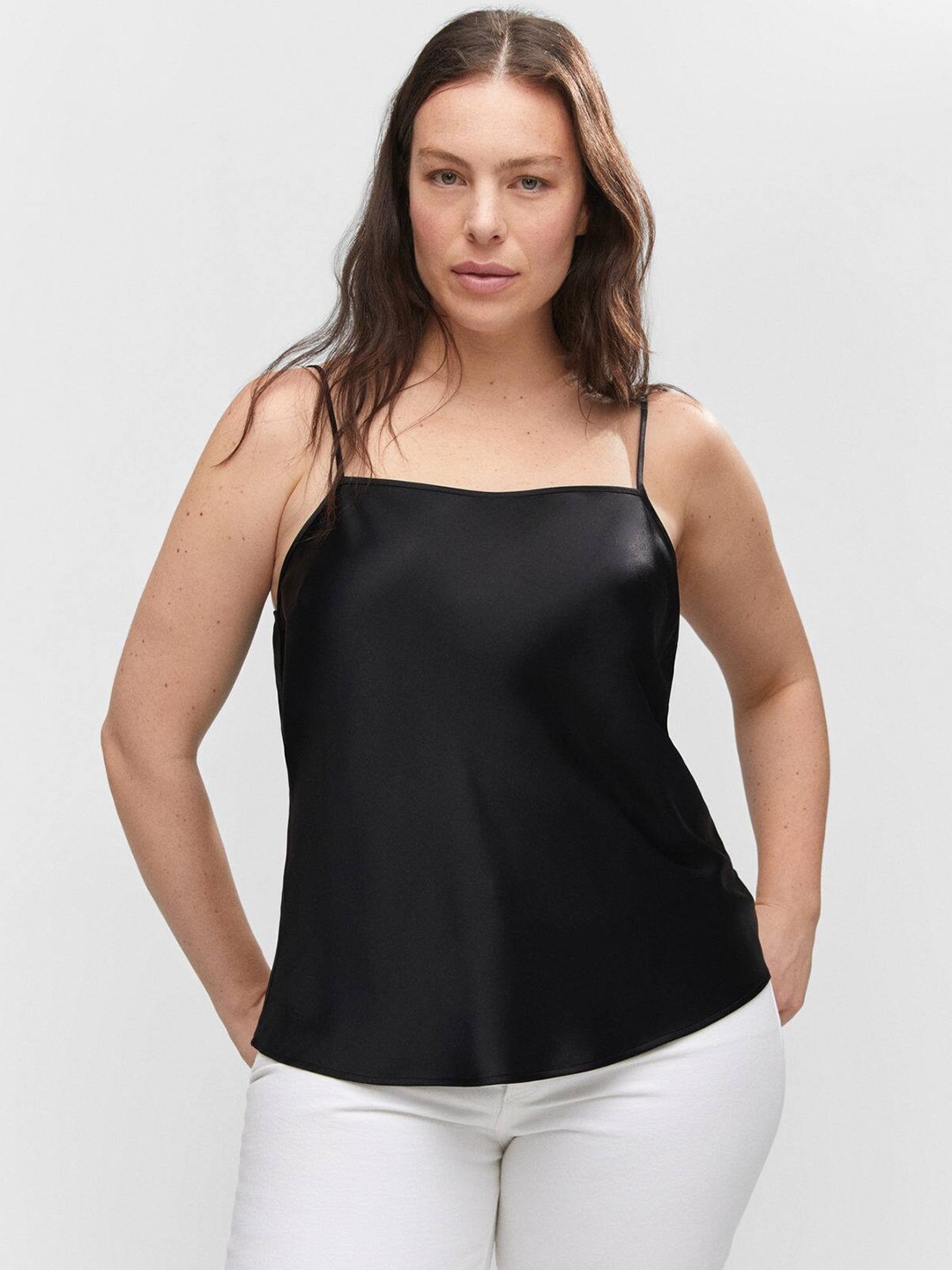 

MANGO Shoulder Straps Sustainable A-Line Top, Black