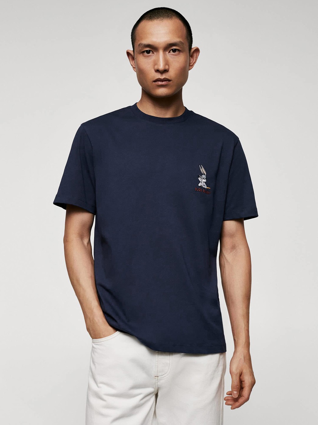 

MANGO MAN Sustainable Cotton T-shirt, Navy blue