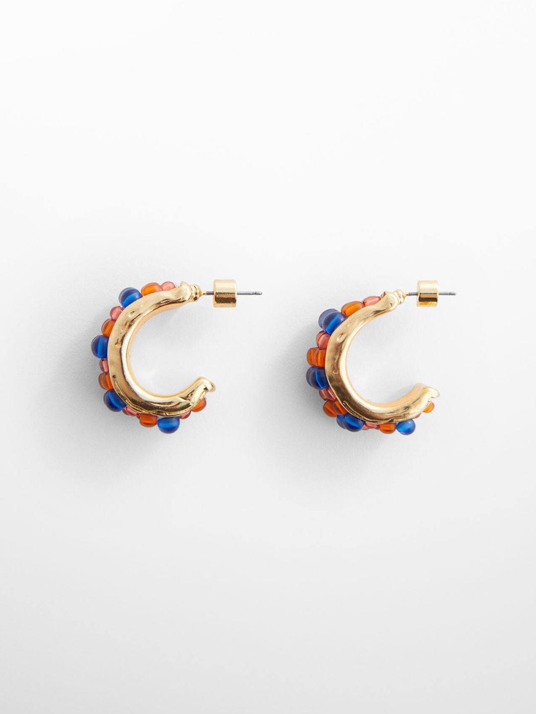 

MANGO Beaded Half Hoop Earrings, Gold