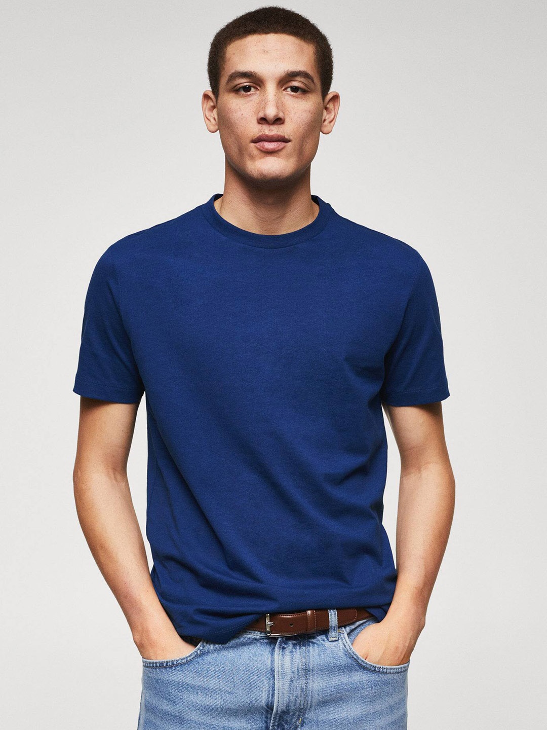 

MANGO MAN Sustainable Pure Cotton T-shirt, Navy blue