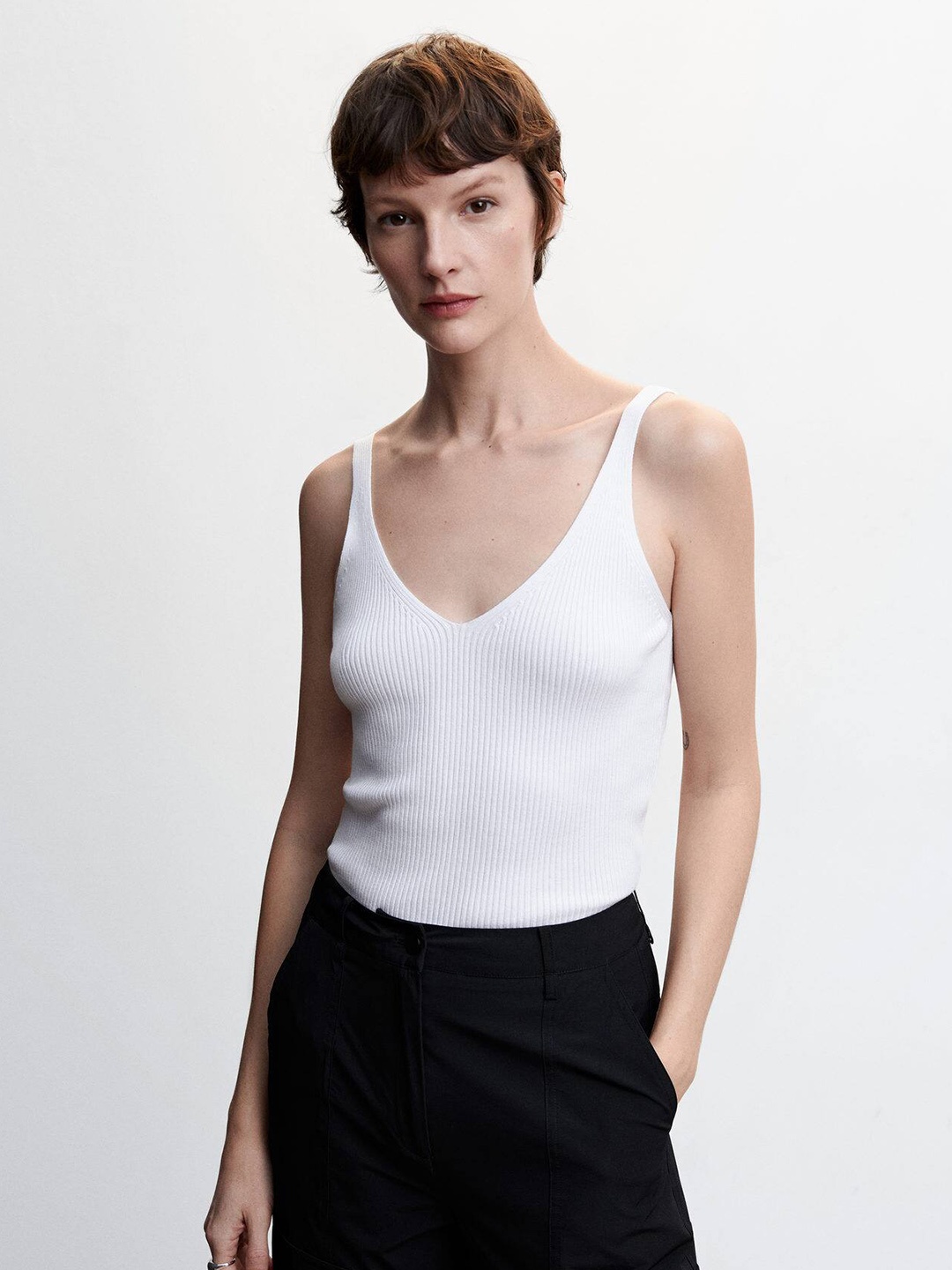 

MANGO Sustainable Knitted Top, White