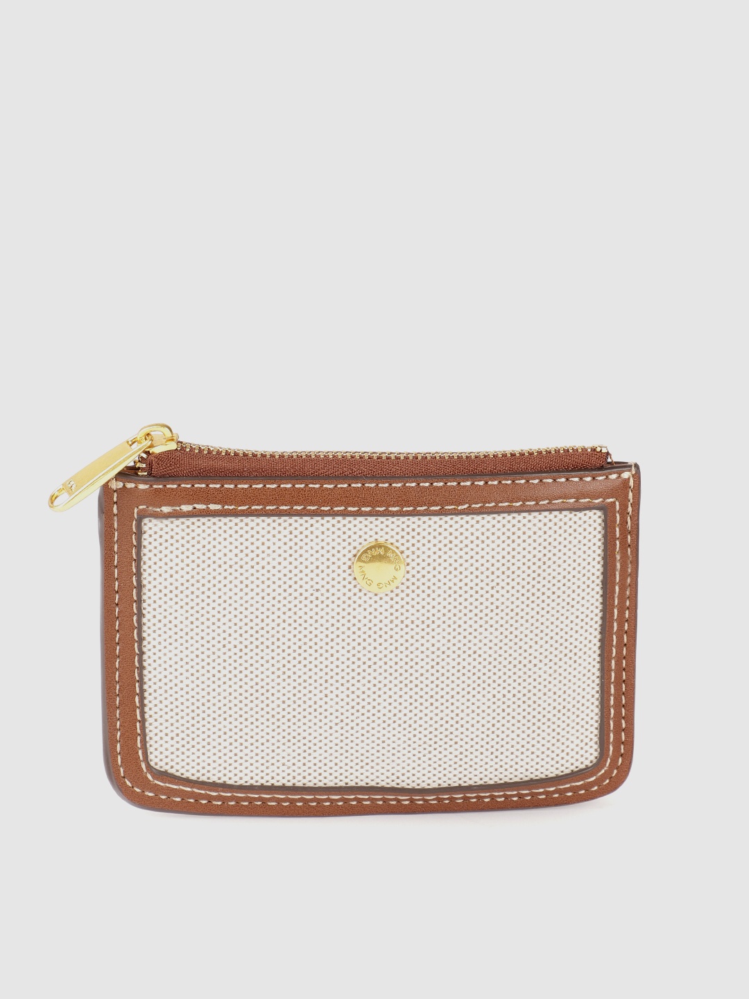 

MANGO Women Woven Design Zip Around Wallet, Beige