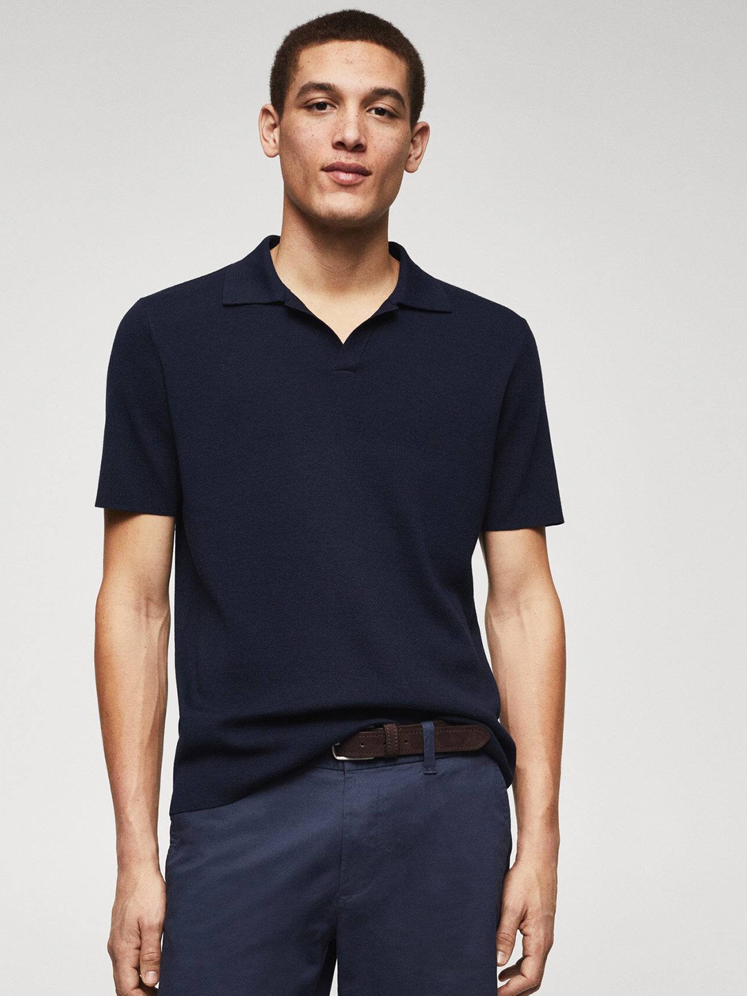 

MANGO MAN Polo Collar T-shirt, Navy blue