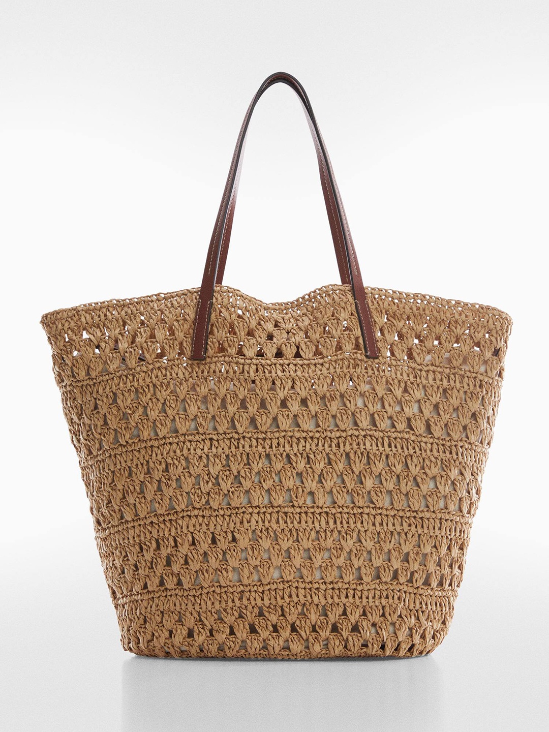 

MANGO Basket Weave Tote Bag, Brown