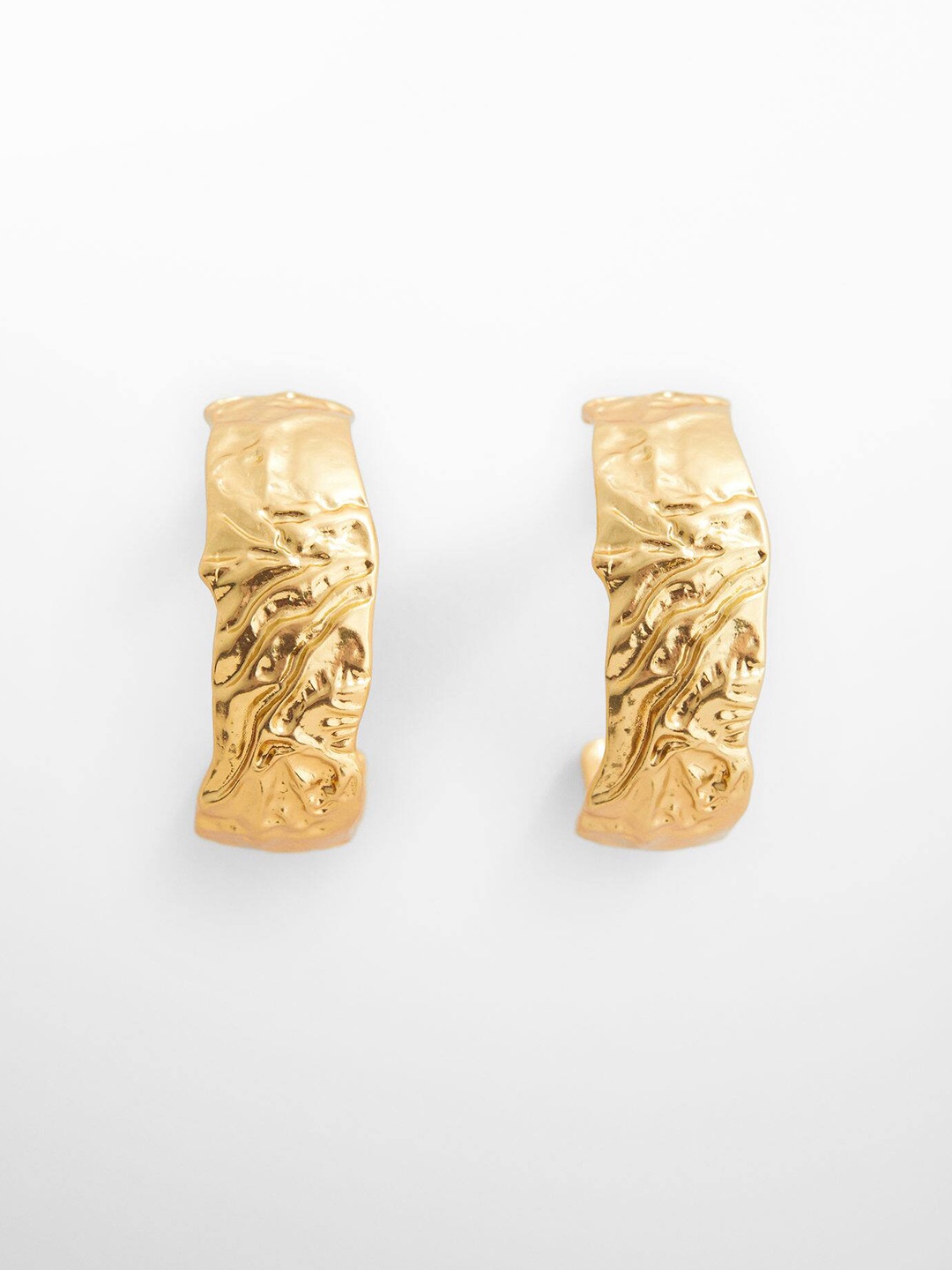 

MANGO Textured Half Hoop Earrings, Gold