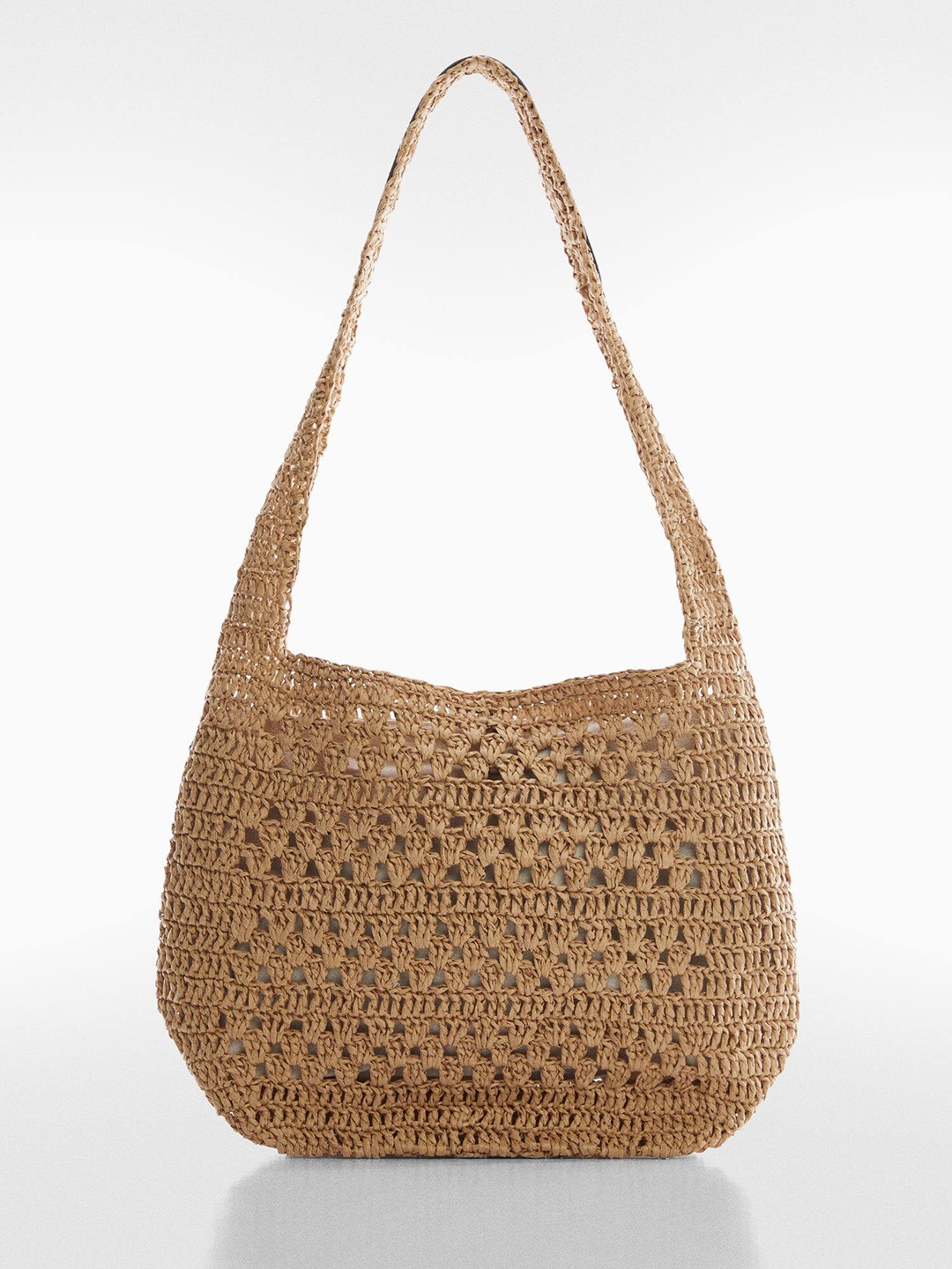 

MANGO Women Basket Weave Structured Shoulder Bag, Beige